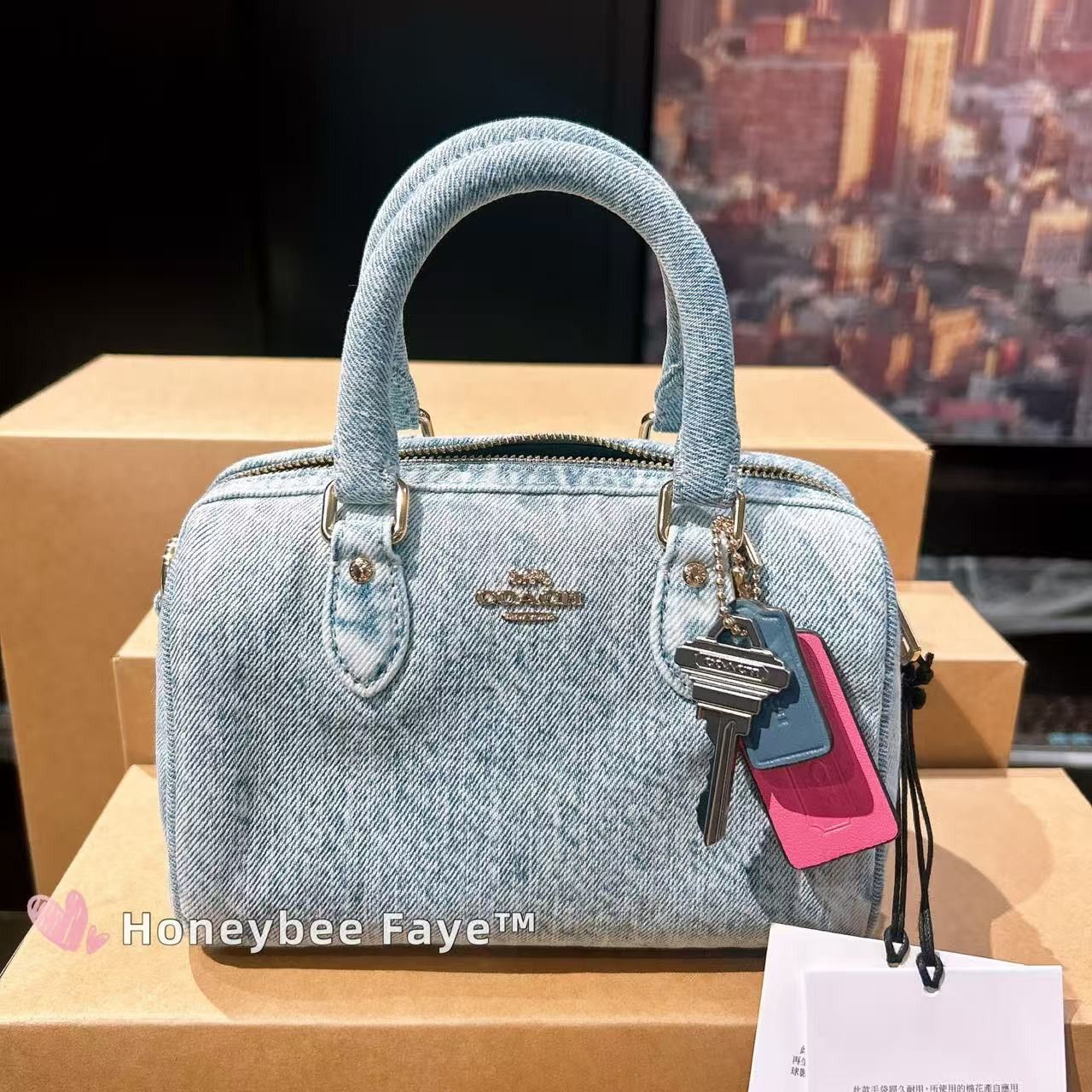 Coach Mini Rowan Crossbody Bag In Loved Denim With Charms CDY30 Size ONE SIZE - 1 Thumbnail