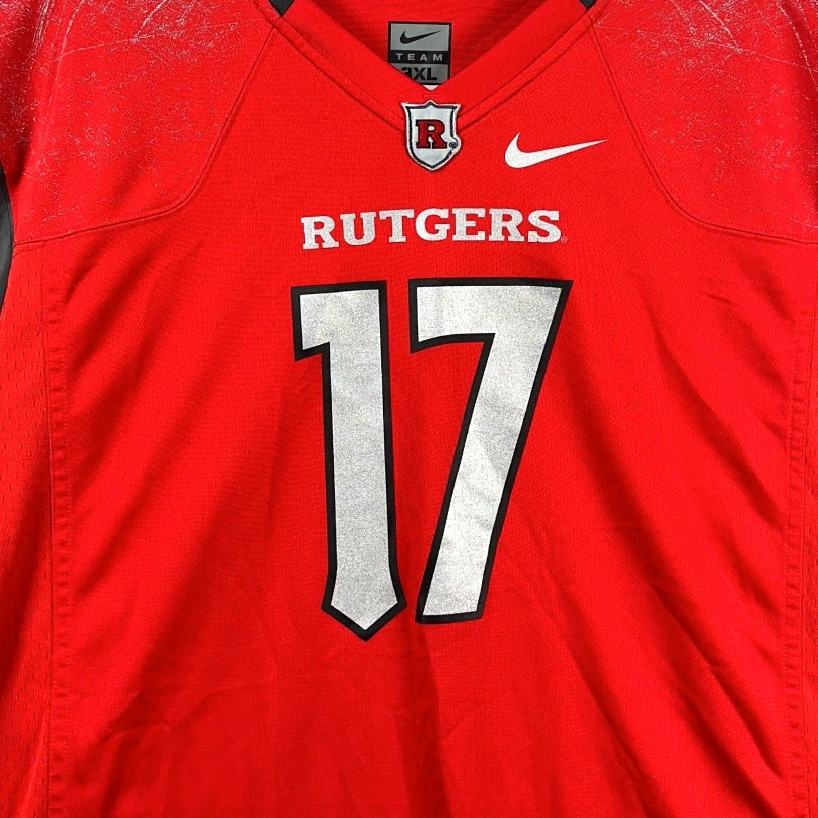 Nike Rutgers Scarlet Knights 17 Shirt Jersey Mens 3XL Red Nike Team V-Neck Football Shirt Size US XXL / EU 58 / 5 - 6 Thumbnail