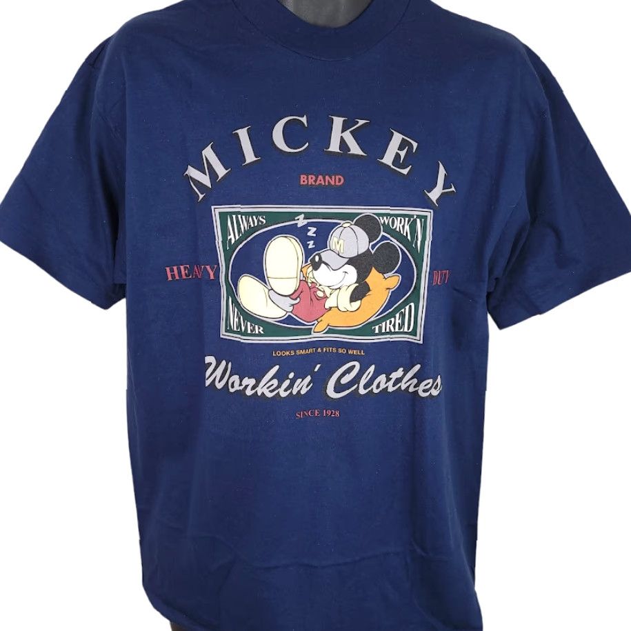 Disney Vintage Mickey Mouse T Shirt Mens Size Medium 90s Workin Disney Made In USA Size US M / EU 48-50 / 2 - 2 Thumbnail