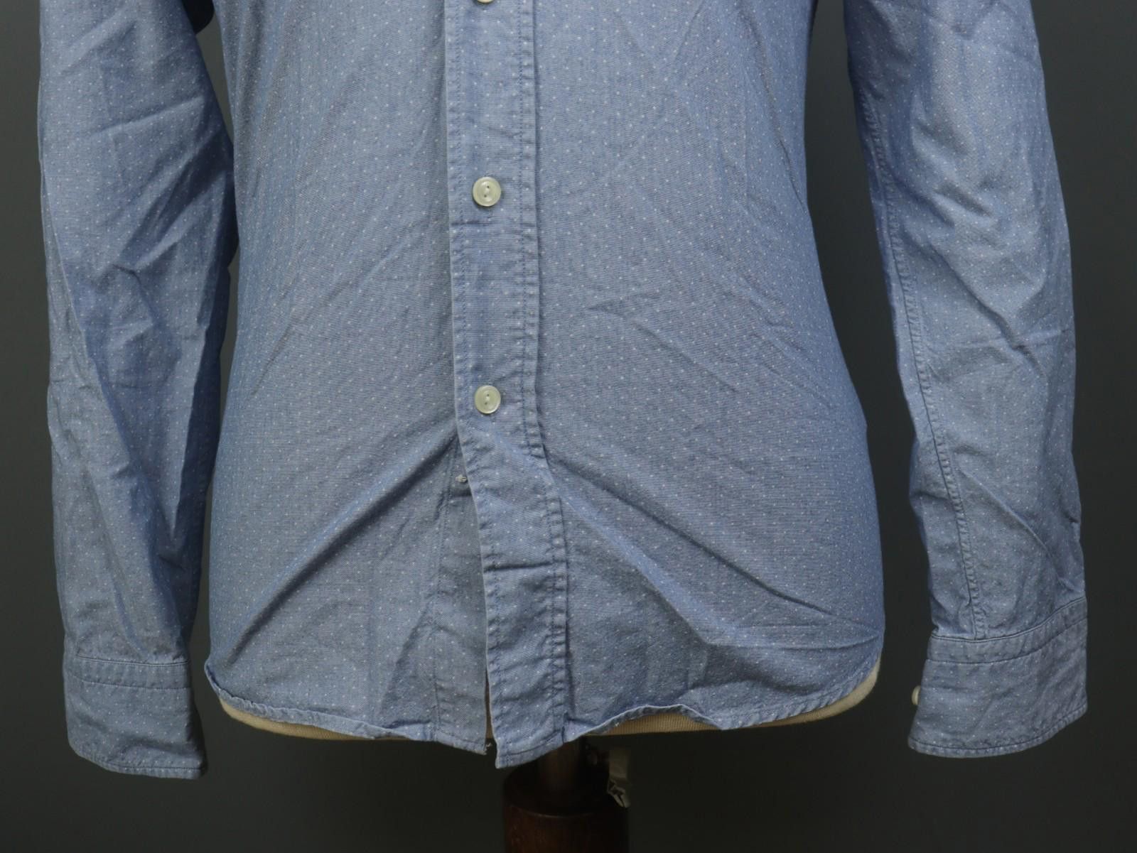 Eton Eton Blue Cotton Polka Dot Collared Dress Shirt Size 38 Size 38R - 3 Thumbnail
