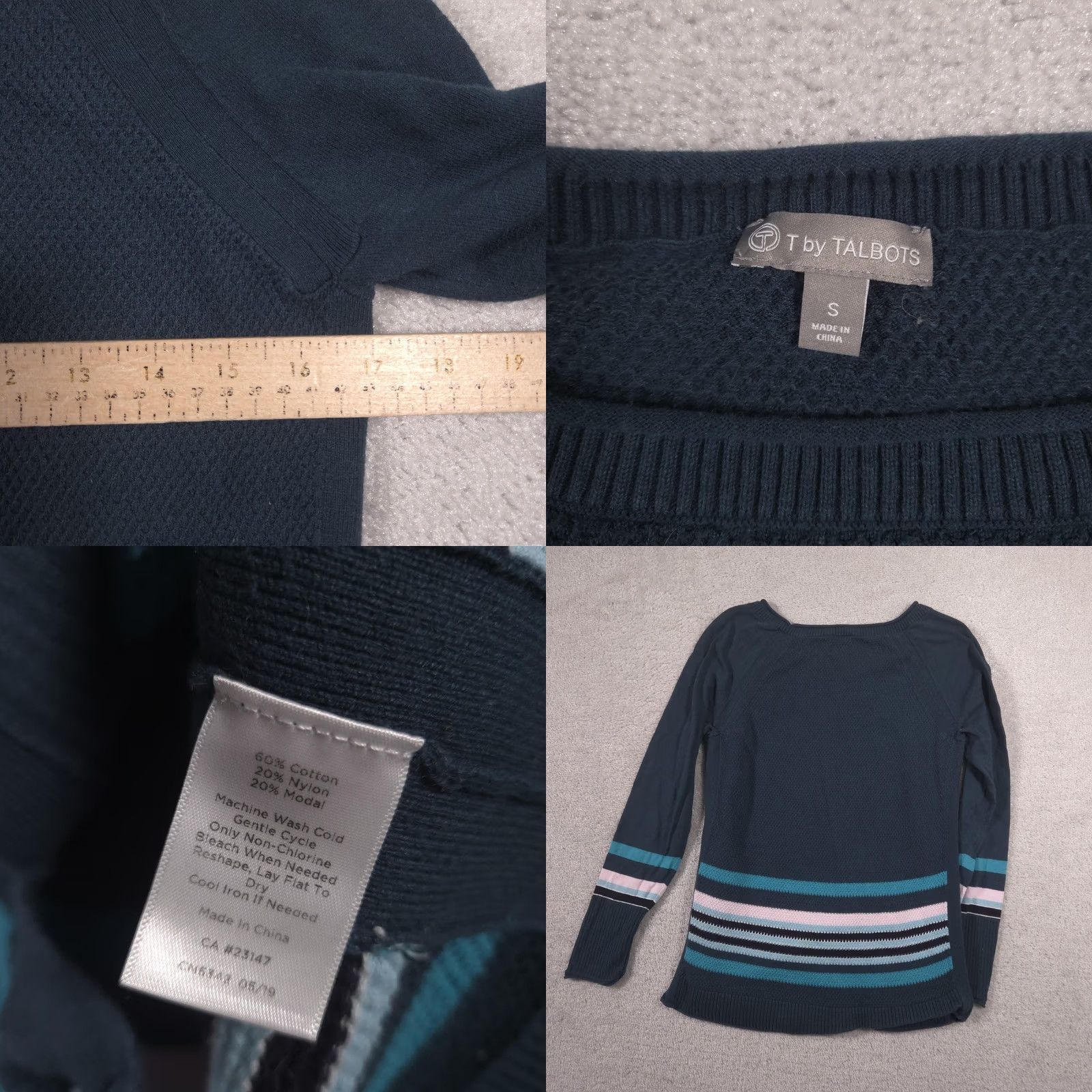 Talbots Talbots Sweater Womens Small Blue Striped Boat Neck Long Sleeve Pullover Knit Size S / US 4 / IT 40 - 8 Thumbnail