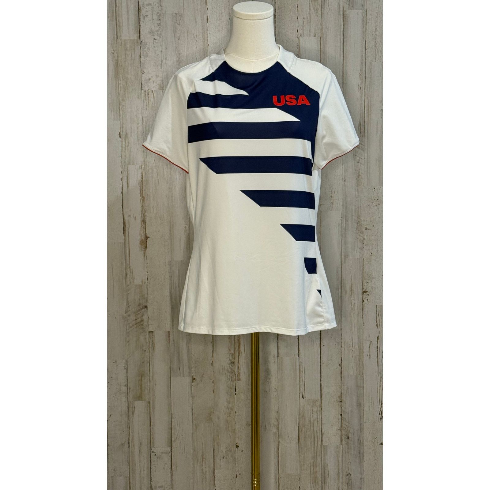 Adidas Adidas Women's Team USA Olympic Polo Shirt White Striped Size M / US 6-8 / IT 42-44 - 2 Thumbnail