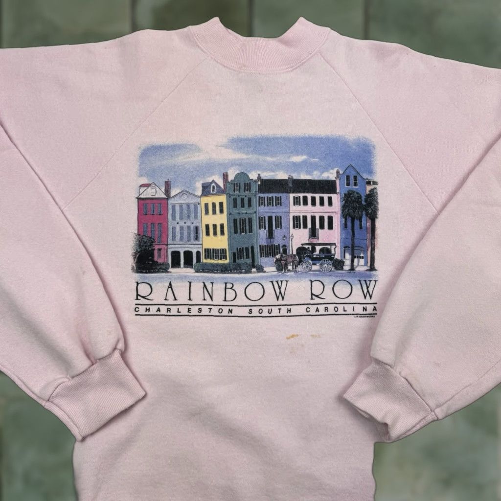 Hanes VINTAGE Hanes Charleston Rainbow Row Sweatshirt Adult XL Pink Crewneck 90s Womens Size XL / US 12-14 / IT 48-50 - 1 Thumbnail
