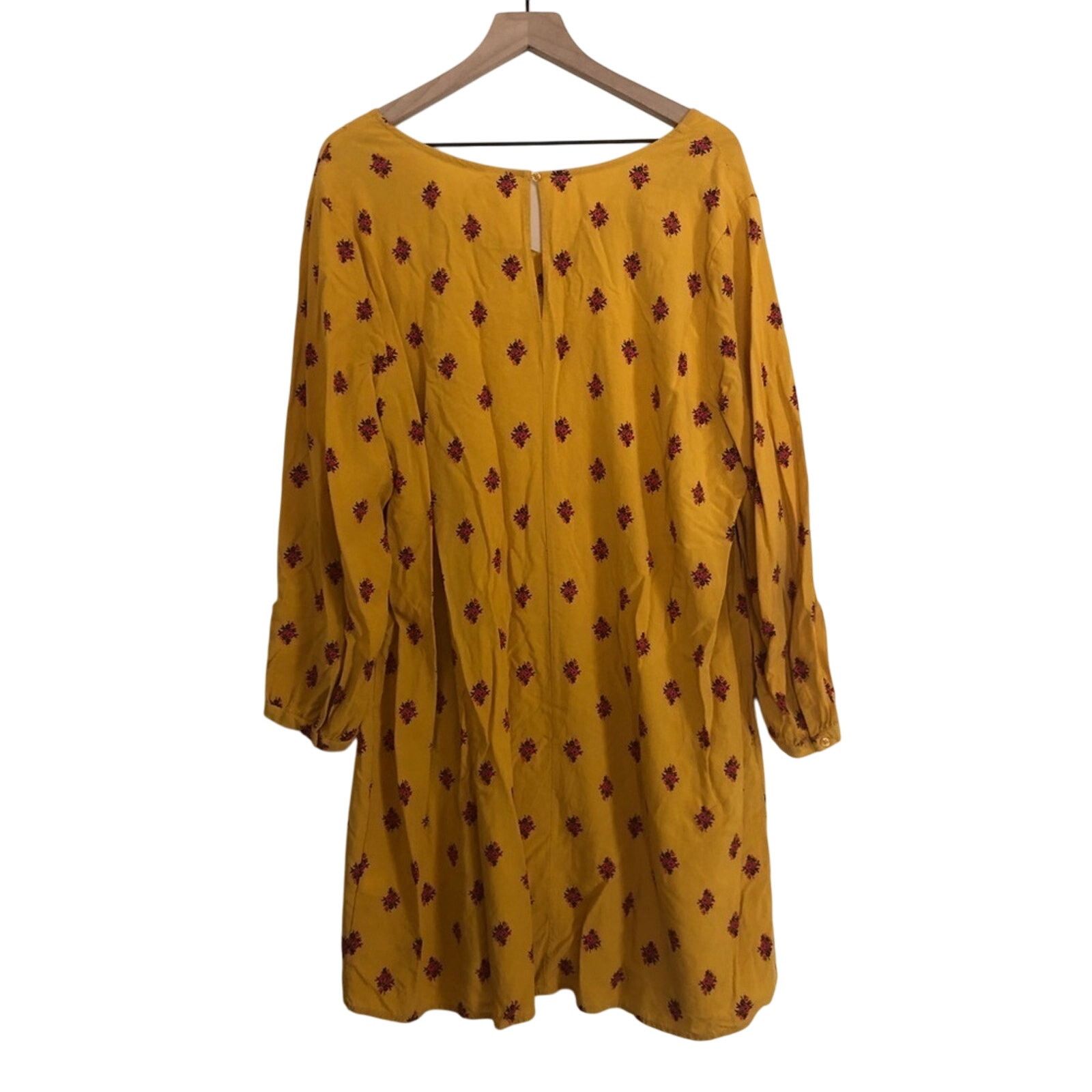 Old Navy Old Navy Mustard Yellow Red Floral Long Sleeve Flowy Dress Size XXL / US 16-18 / IT 52-54 - 2 Thumbnail