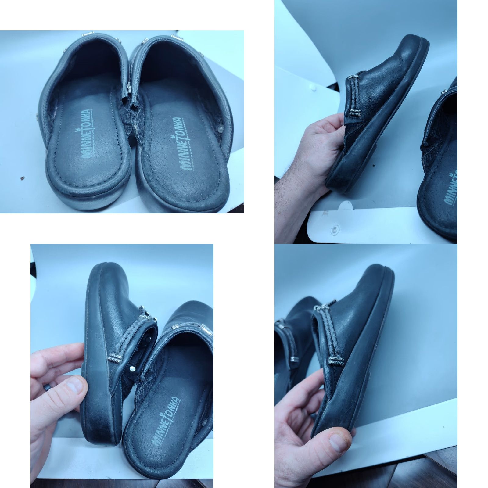 Minnetonka VINTAGE Minnetonka Women’s Clog Mule Flats Size 7 Black Leather Shoes Size US 7 / IT 37 - 8 Thumbnail