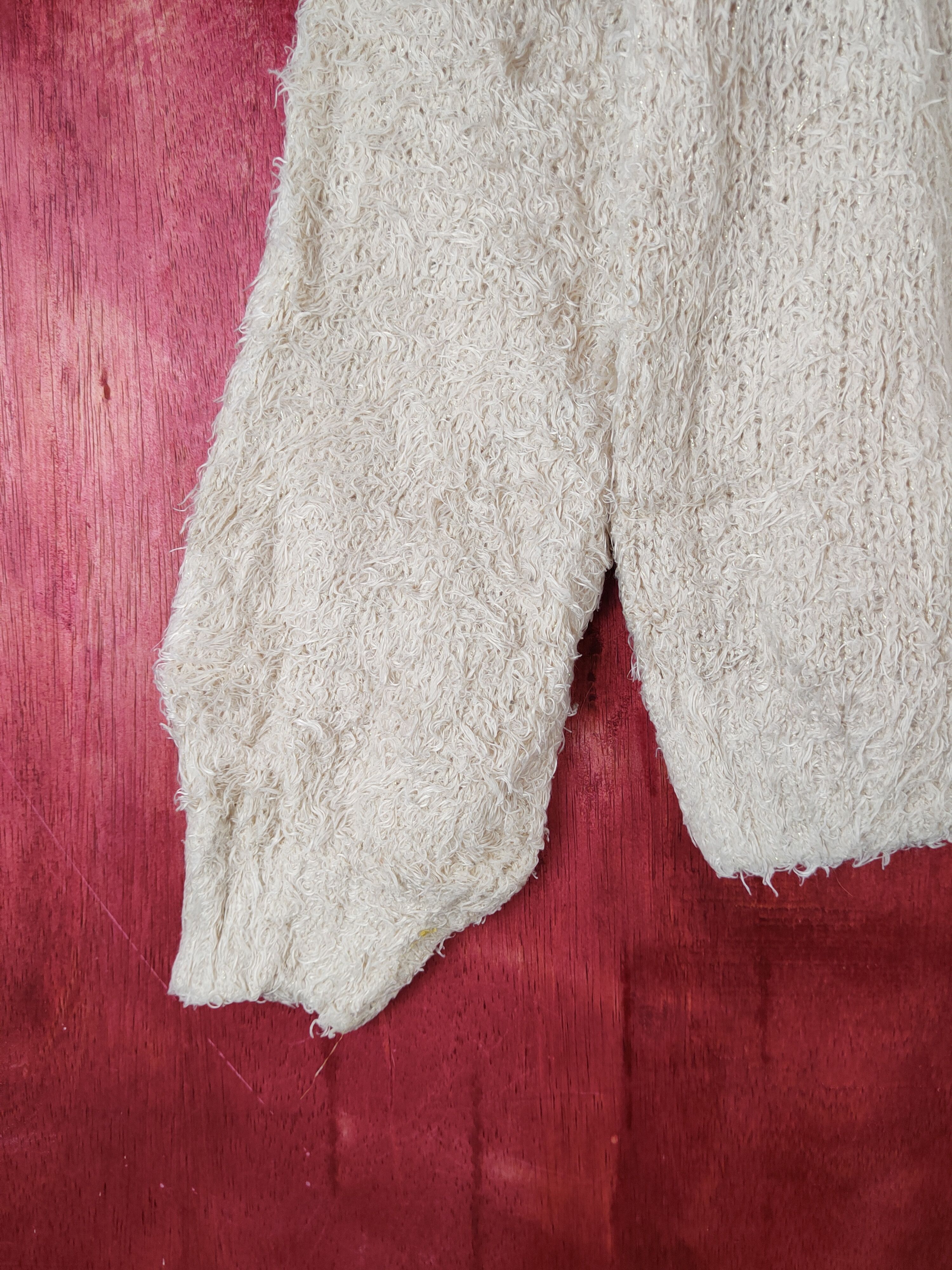Japanese Brand Dosch Beige Shag Shaggy Fur Mohair Knitwear #S2180 Size S / US 4 / IT 40 - 4 Thumbnail