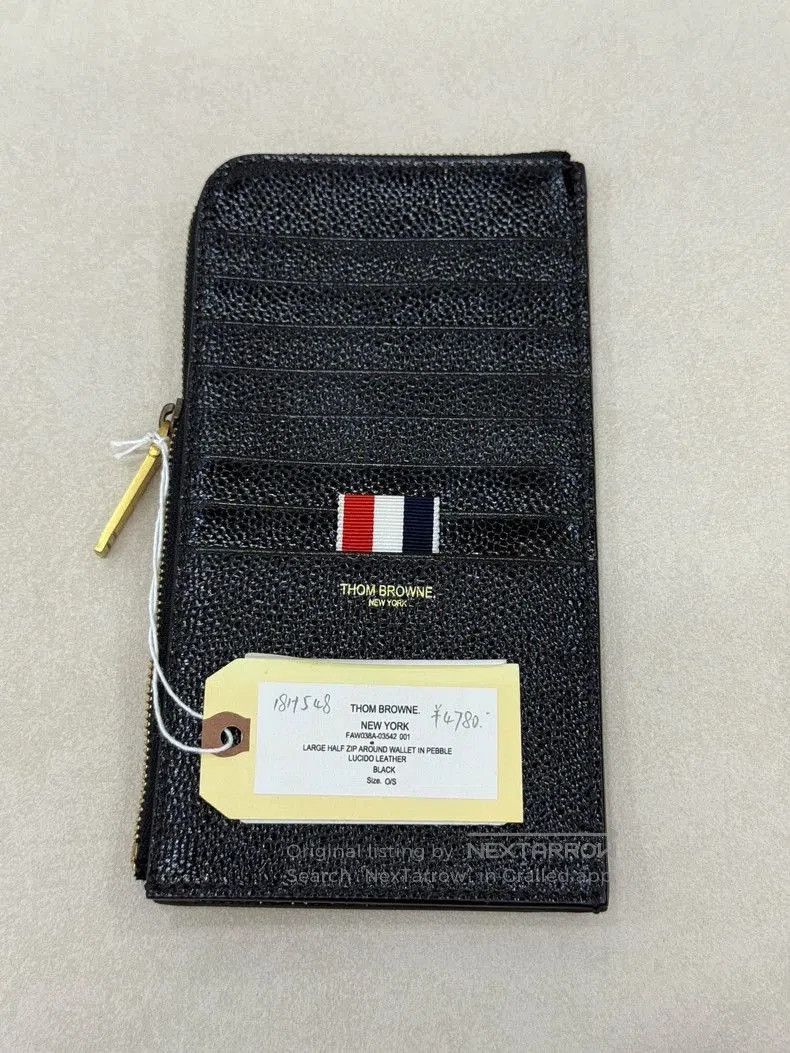 Thom Browne THOM BROWNE Leather Zip Card Wallet. Size ONE SIZE - 6 Thumbnail