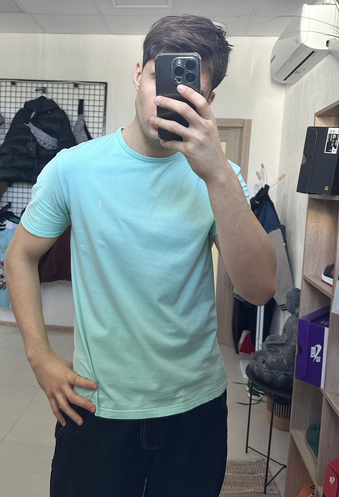 Yves Saint Laurent Vintage 90s Yves Saint Laurent YSL T Shirt rare turquoise Size US L / EU 52-54 / 3 - 2 Thumbnail