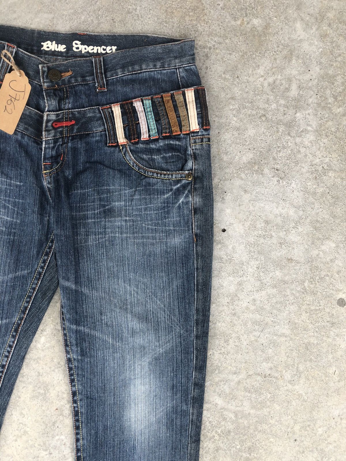 Hysteric Glamour Japanese Blue Spencer Double Waist Distressed Jeans Size US 32 / EU 48 - 5 Thumbnail