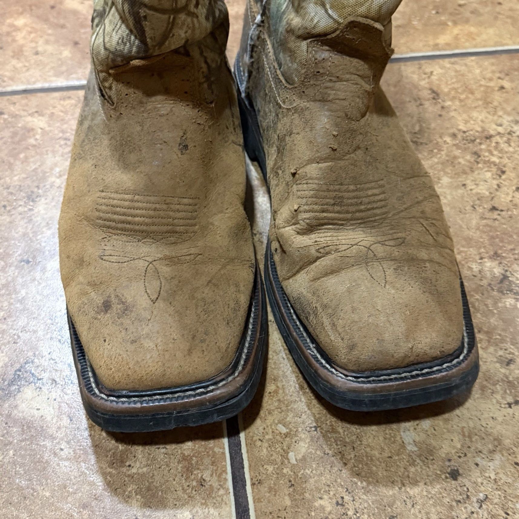Justin Boots Justin WK4676 Camo Boots Brown Leather Sq Toe Waterproof Work Western Mens 13 D Size US 13 / EU 46 - 6 Thumbnail
