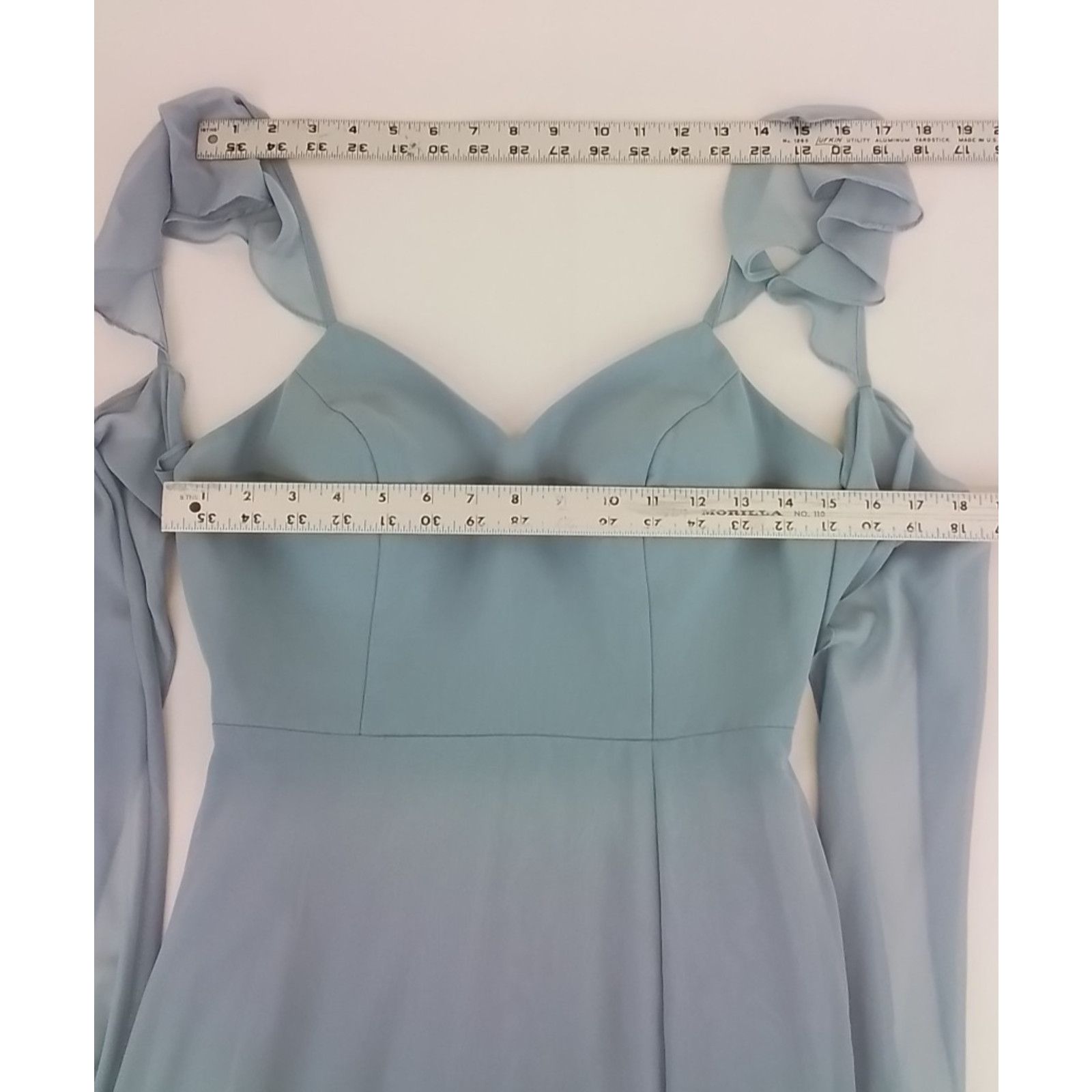 Other Azazie Ruffle Formal A-Line Dress Women's 8 Blue Bridesmaid Size M / US 6-8 / IT 42-44 - 9 Thumbnail