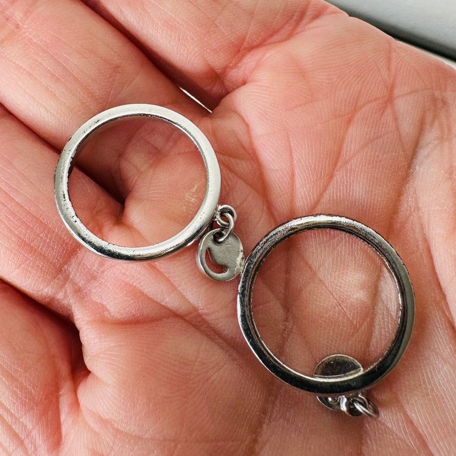 Dior Vintage Dior Silver Logo Charm Rings Size 5.75 Pair Fair C Size ONE SIZE - 11 Thumbnail