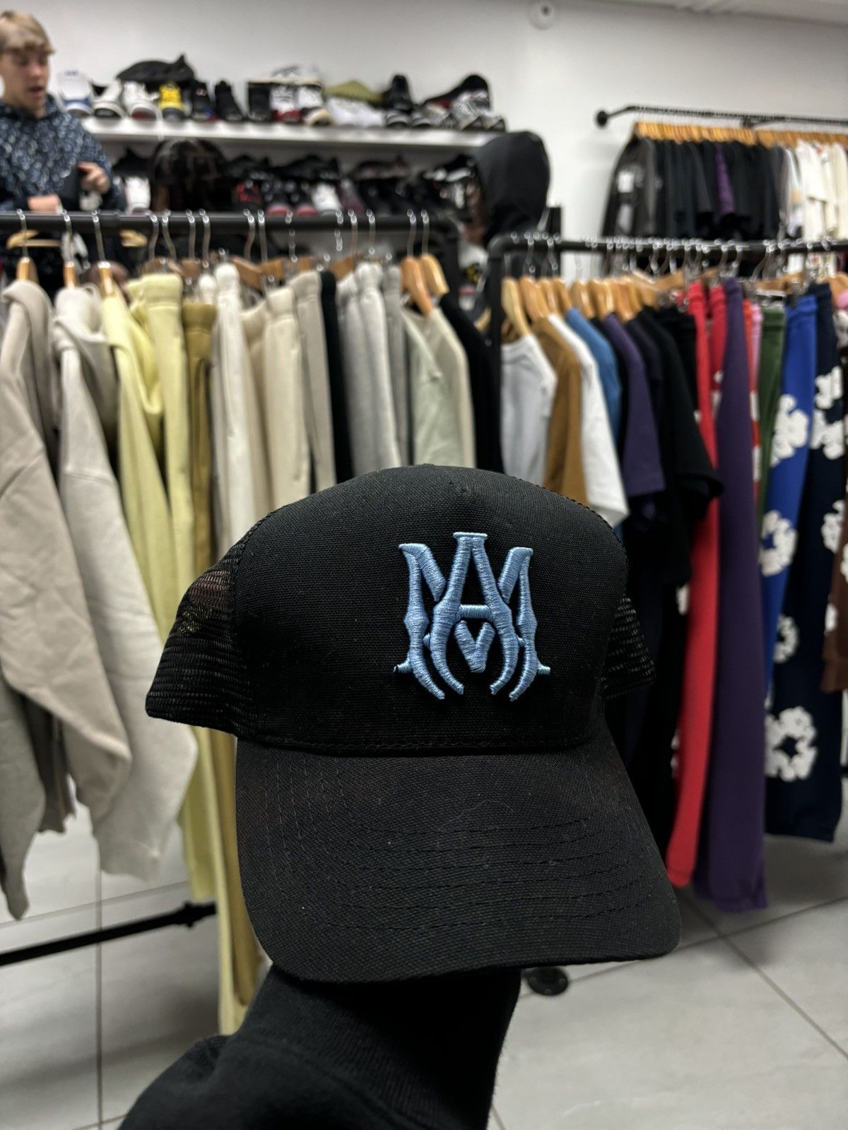 image of Amiri Black Baby Blue Cap, Men's