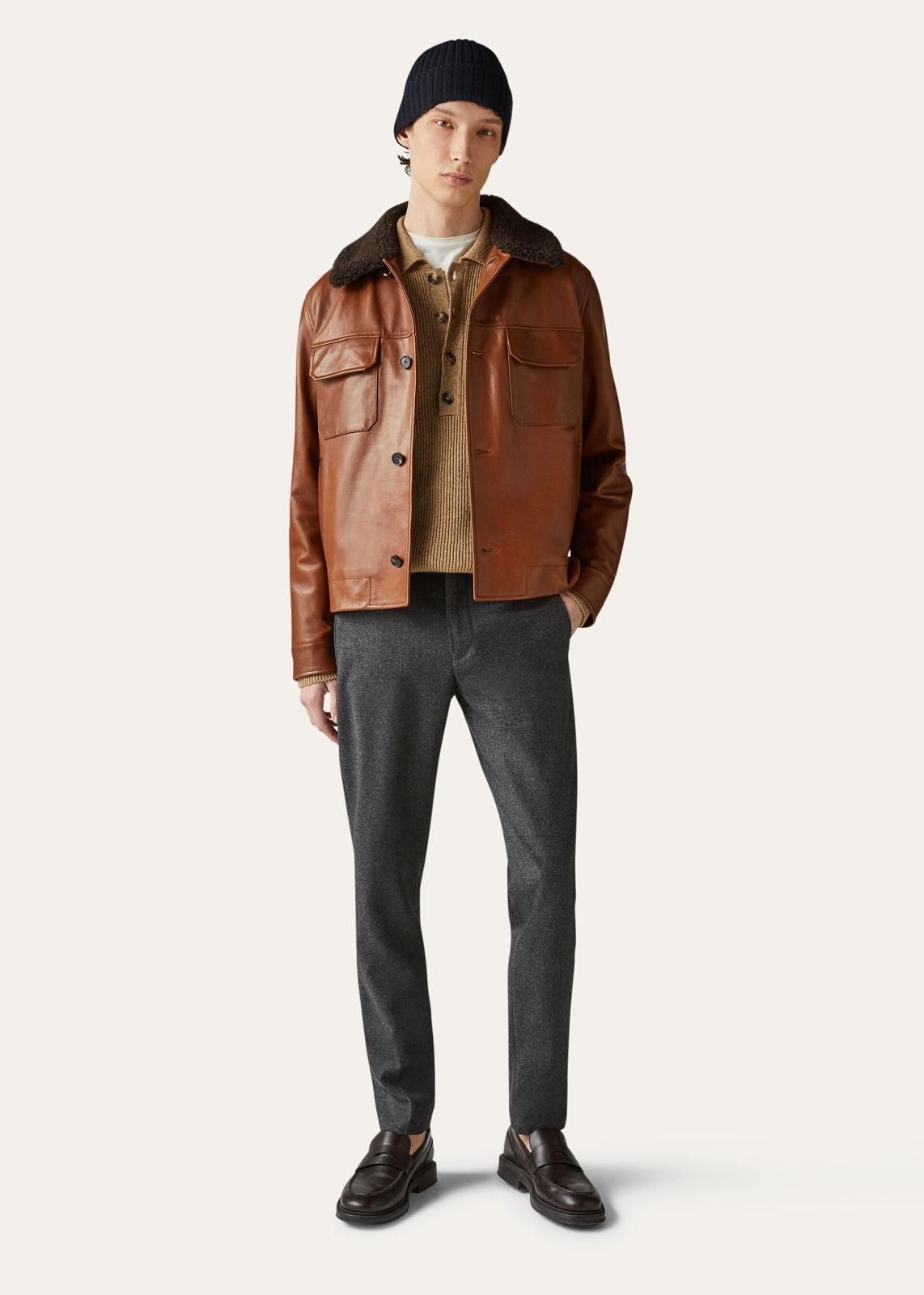 Loro Piana o1srvl11e1224 Reefton Shearling Calf Leather Jacket in Brown Size US S / EU 44-46 / 1 - 4 Thumbnail