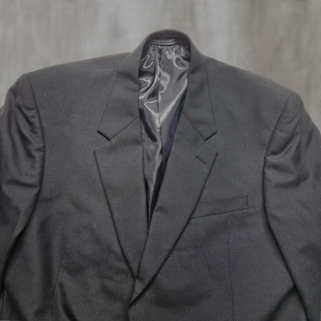 Vintage Hunt Valley Blazer Jacket Men Long Black Wool Polyester Blend Sport Coat 46L Size 46R - 1 Thumbnail