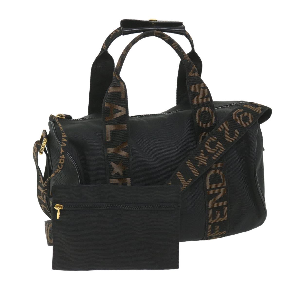 image of Fendi Hand Bag Nylon 2Way Black Brown Auth 58157 in Black/Brown, Women's