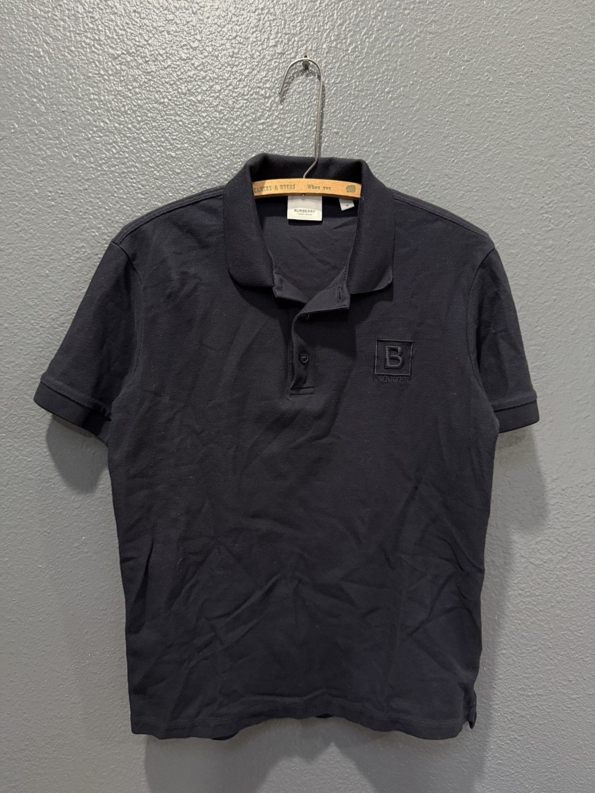 Burberry Burberry B Box Embroidered Navy Mens Polo Medium Size US M / EU 48-50 / 2 - 2 Thumbnail