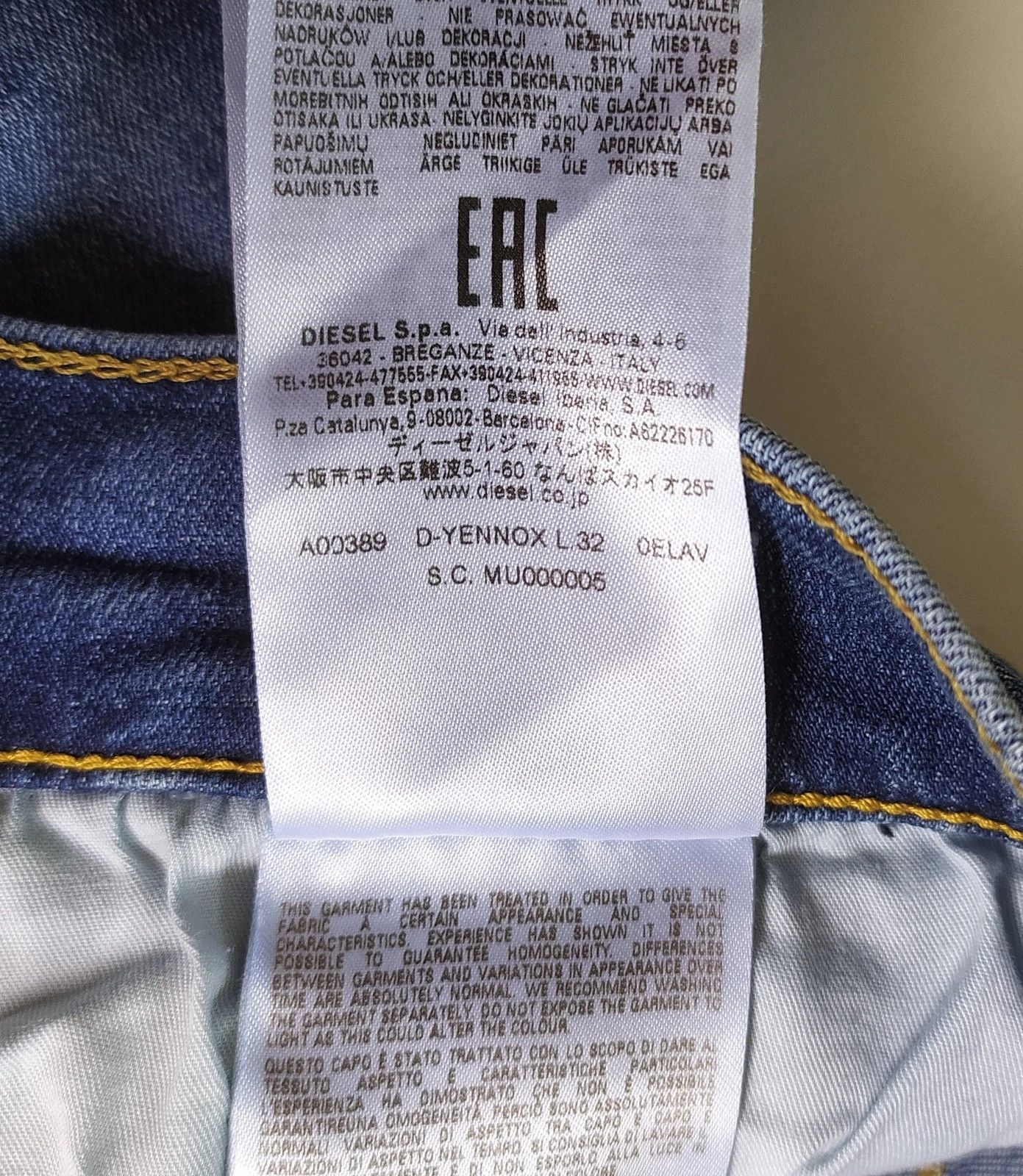 Diesel Diesel D-YENNOX L.32 MENS JEANS T/9878 Size US 34 / EU 50 - 9 Thumbnail