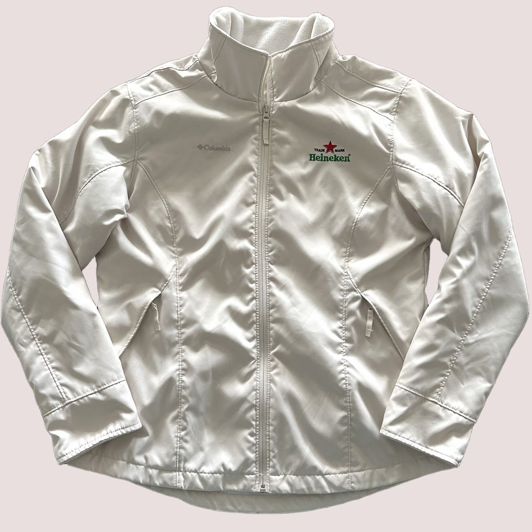 Vintage Columbia Women’s L Soft Shell Jacket Full Zip Ivory 100% Polyester Fleece Lined - Basic Jacket, Casual Climate Size L / US 10 / IT 46 - 1 Thumbnail