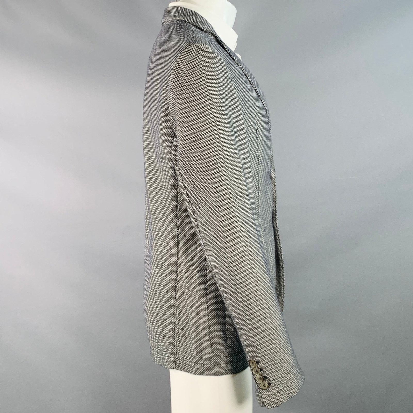 Armani Collezioni Size 40 Black White Textured Polyester Blend Sport Coat Size 40R - 3 Thumbnail