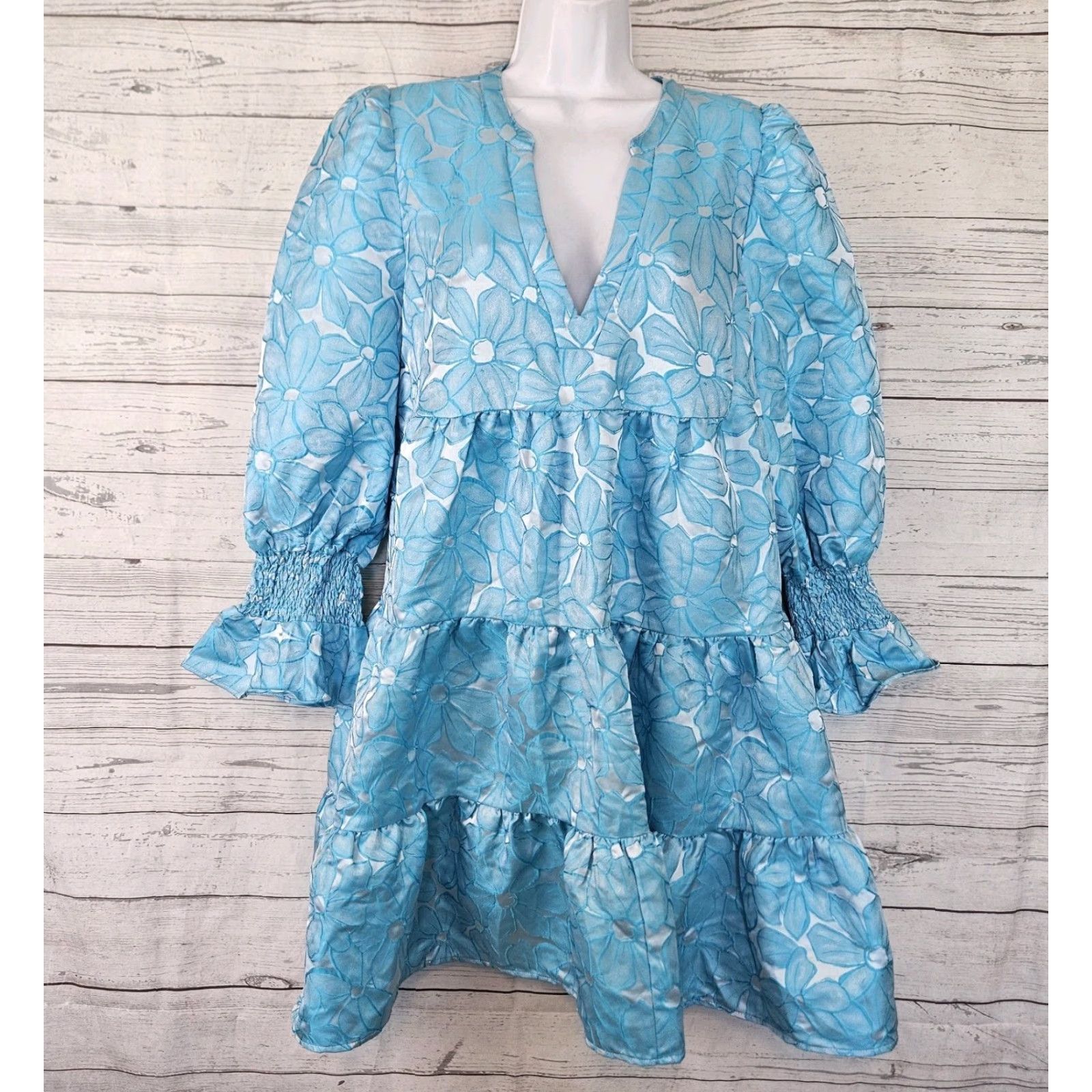 Vintage Pomander Place Dress Womens Kenzo Blue Daisy Jacquard Sz XL Size XL / US 12-14 / IT 48-50 - 2 Thumbnail