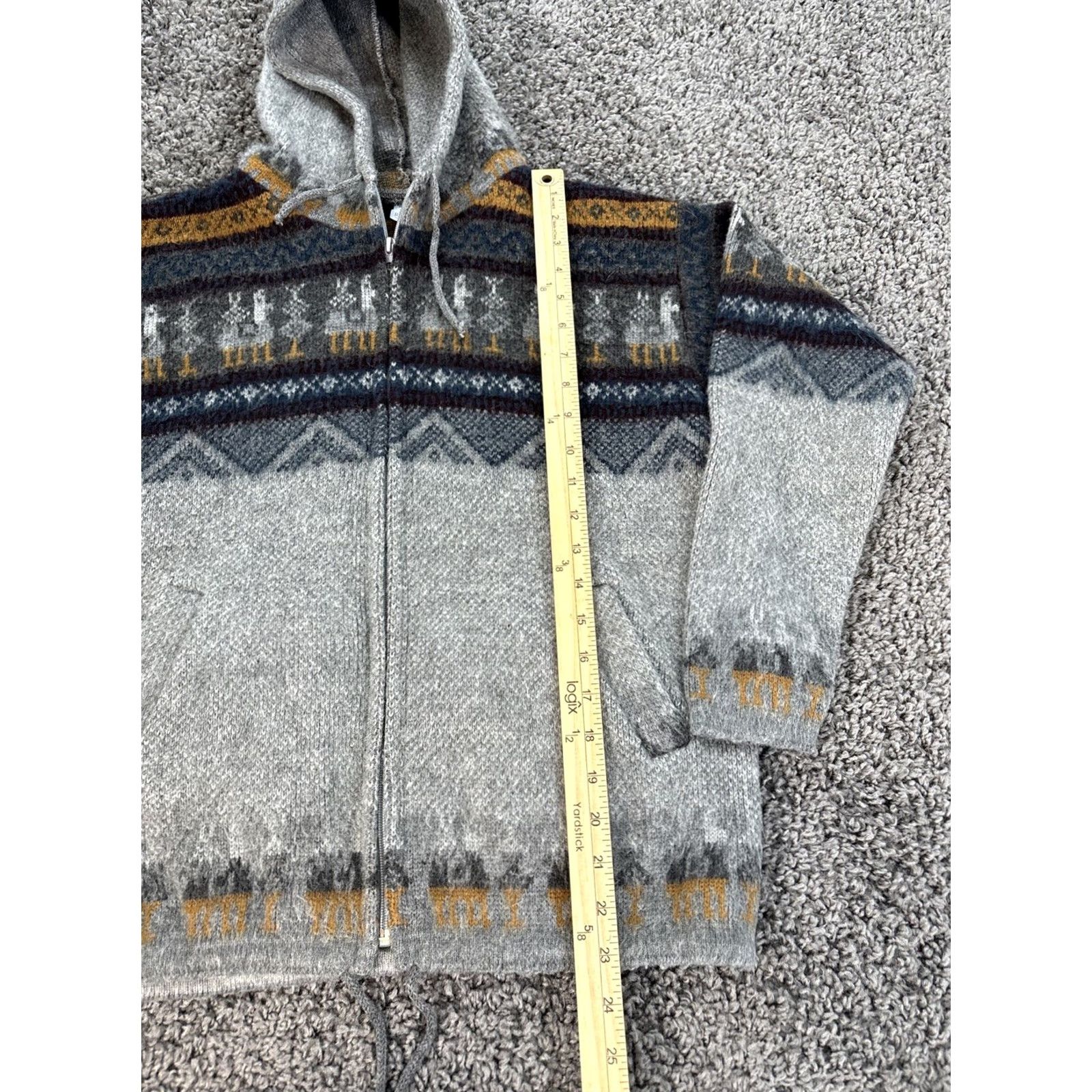 Vintage Tuntaquimba Hoodie Mens Small Full Zip Gray Wool Fair Isle Hooded Knit Zip Size US S / EU 44-46 / 1 - 2 Thumbnail