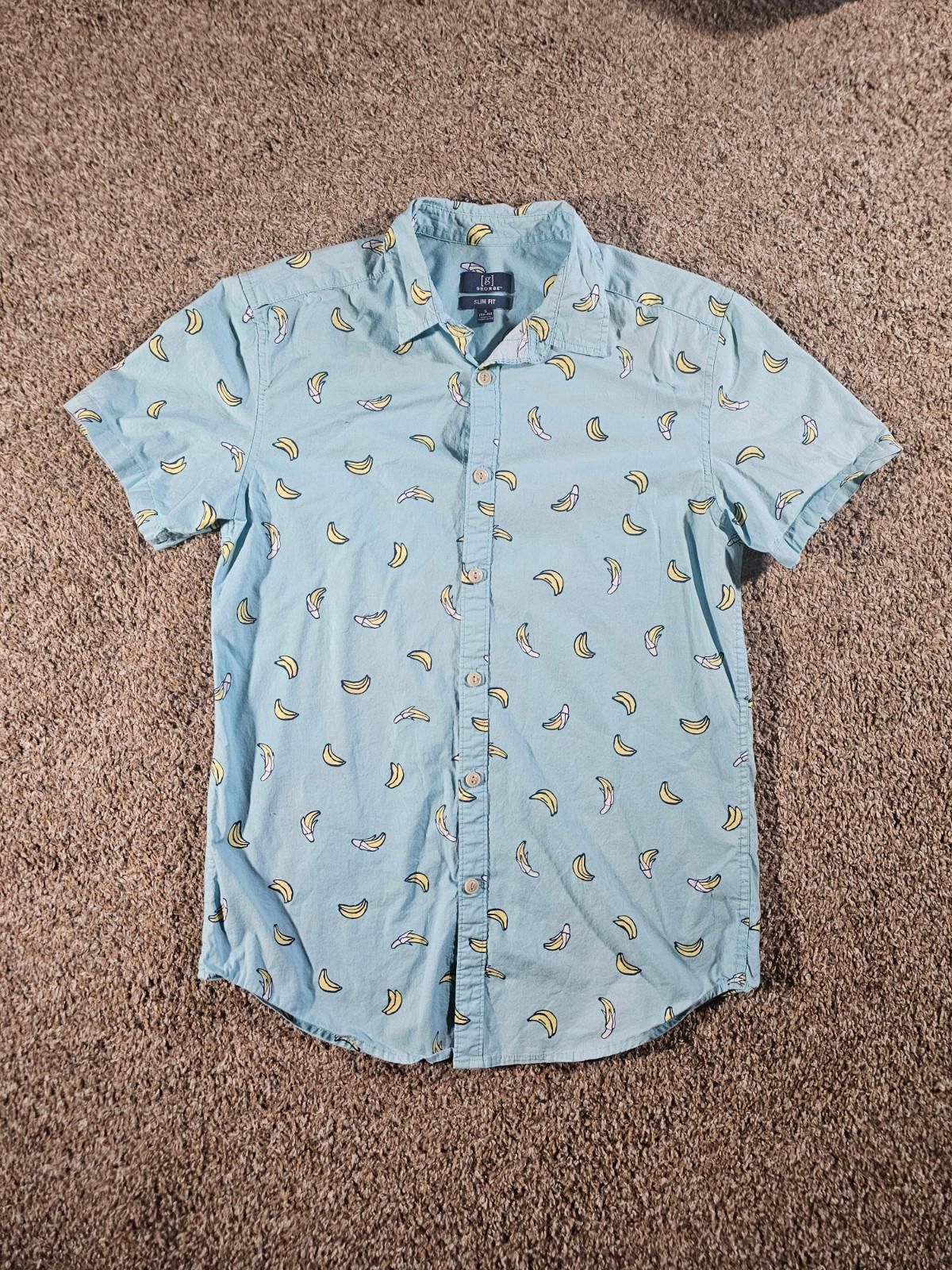 George George Banana Button Up Shirt Mens S Size US S / EU 44-46 / 1 - 1 Thumbnail