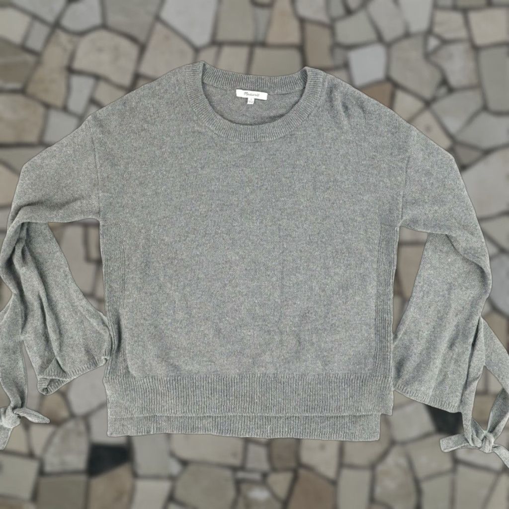Madewell VINTAGE Madewell Crew Neck Tie Cuff Bow Tie Sweater Gray G9614 Women's S Size S / US 4 / IT 40 - 1 Thumbnail