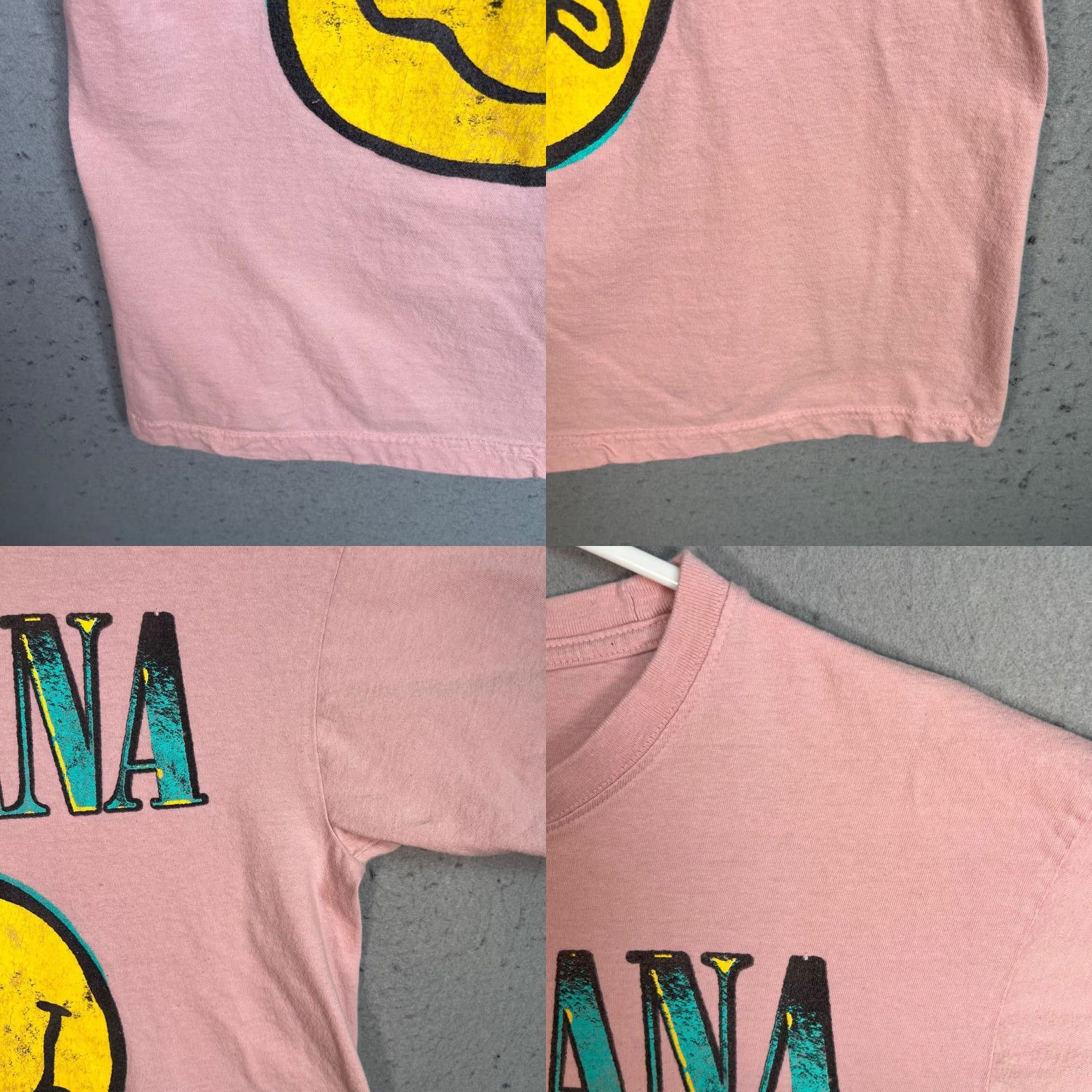 Pinko Nirvana Pink Graphic Tee Yellow Smiley Face Band Retro Size S/M Mens Size S / US 4 / IT 40 - 8 Thumbnail