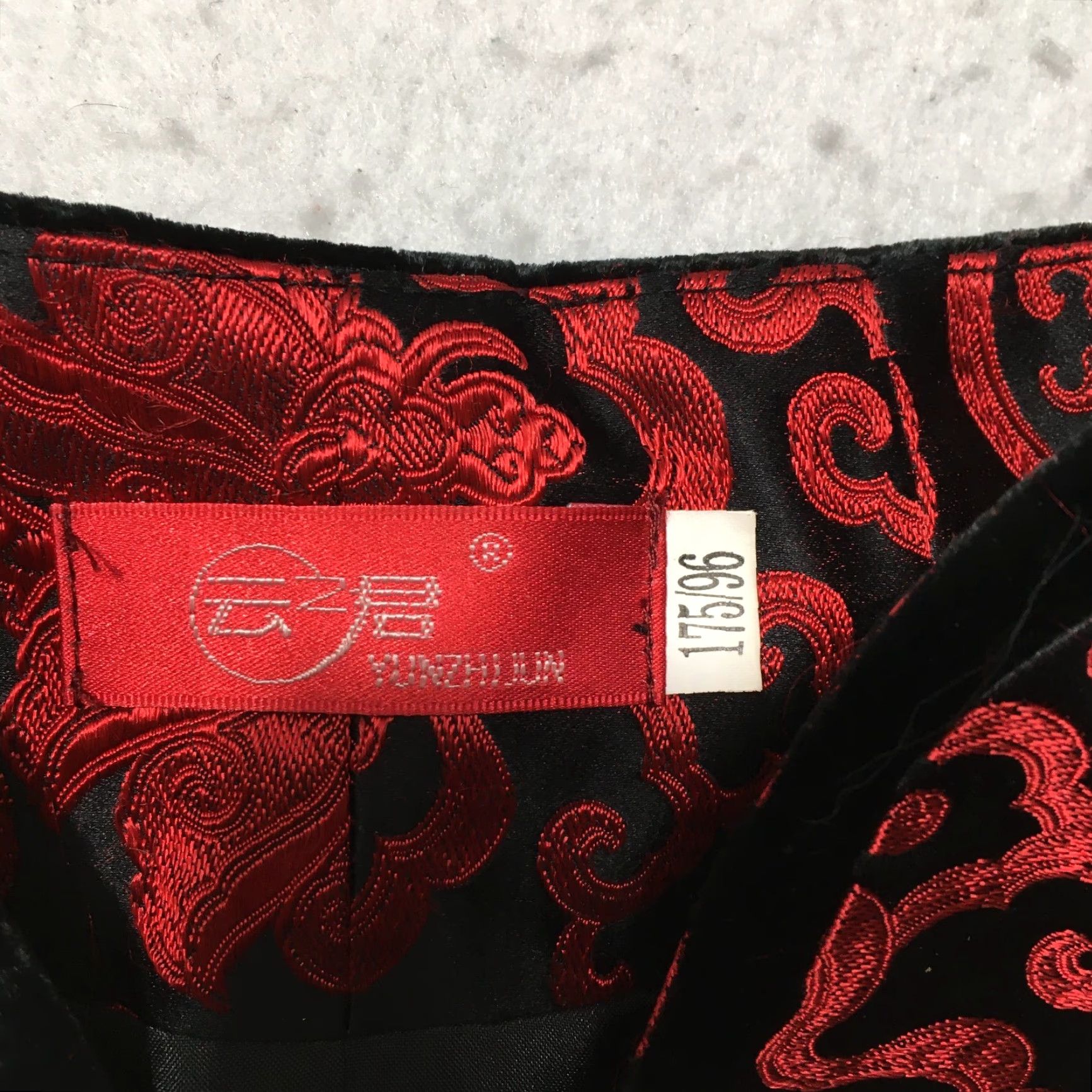 Vintage yunzhijun Women's Blazer XL Red Brocade Silk Blend Long Sleeve Button Front Casual Formal Vintage Style Spring Fall Summer? Size XL / US 12-14 / IT 48-50 - 2 Thumbnail