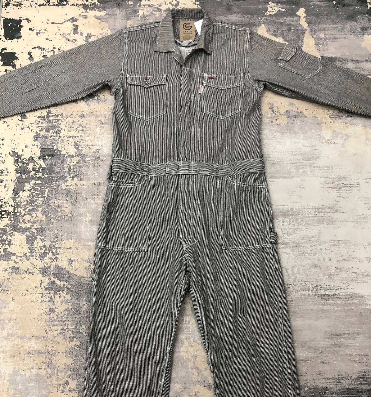 Japanese Brand P682 BRACE ENGINEER'S ICONIC HICKORY STRIPED COVERALLS Size US M / EU 48-50 / 2 - 3 Thumbnail
