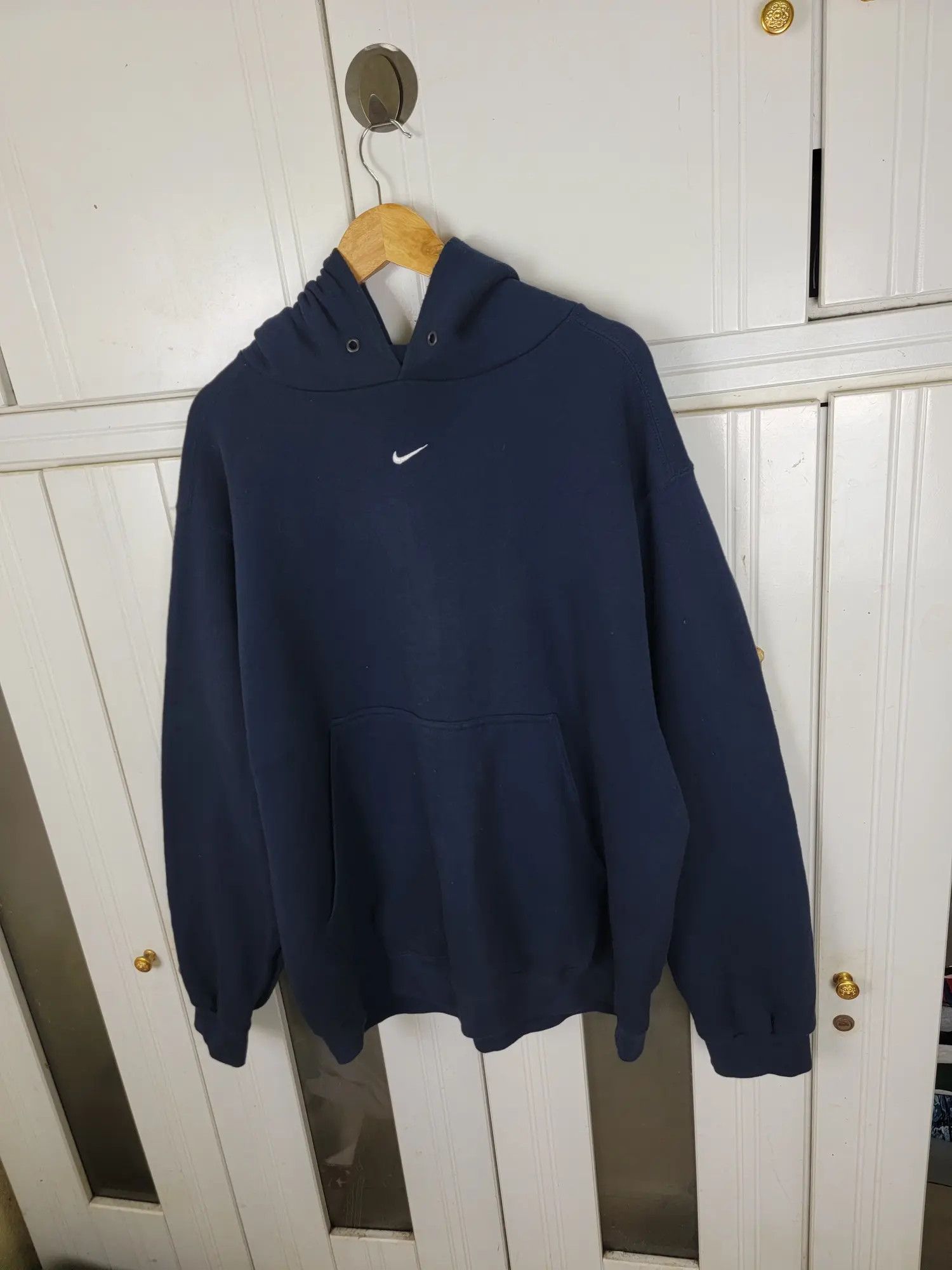 Nike × Vintage Vintage 90s Nike Center Swoosh Hoodie Size US L / EU 52-54 / 3 - 3 Thumbnail