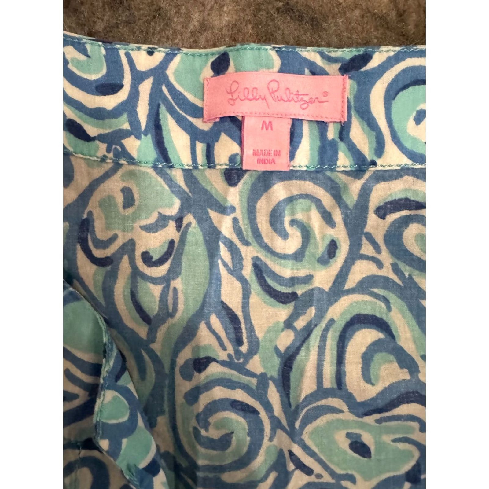 Lilly Pulitzer VINTAGE Lilly Pulitzer Blue Swirls Tunic Top Medium Womens Casual Party Size M / US 6-8 / IT 42-44 - 2 Thumbnail