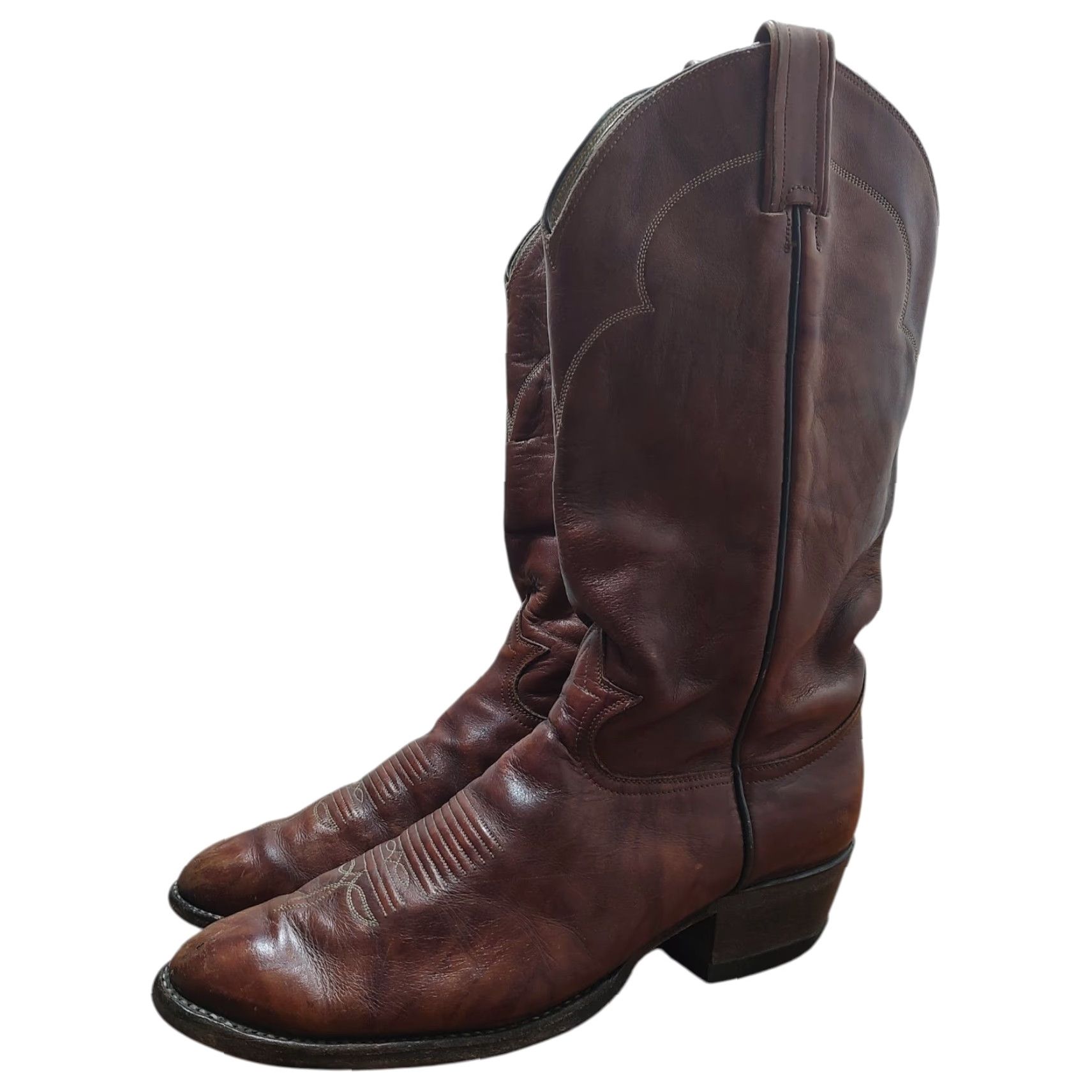 Tony Lama VINTAGE Tony Lama Boots Cowboy Western 9.5 D Brown Leather USA Marbled Boots Mens US 9.5 D Brown Leather Texas USA Marbled Size US 10 / EU 43 - 6 Thumbnail
