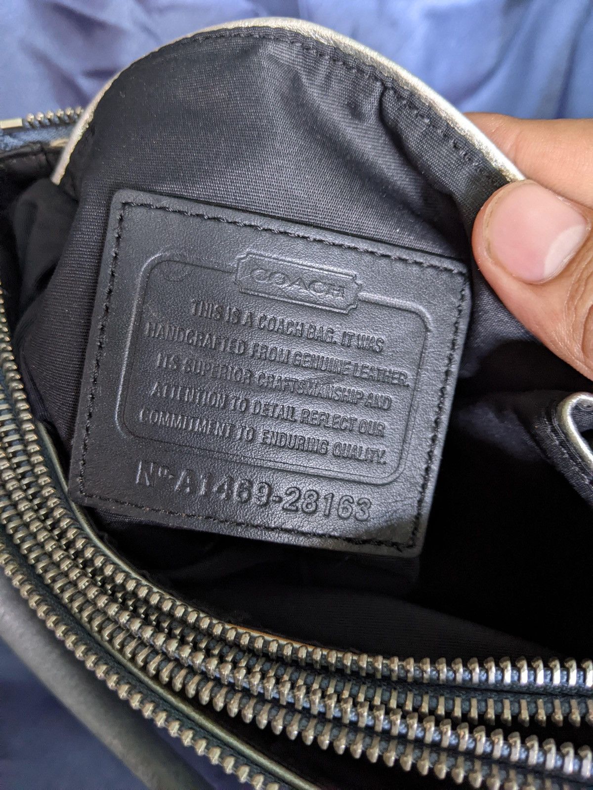 Coach COACH Pebbled Borough Bag Silver Washed Chambray A28163 Size ONE SIZE - 11 Thumbnail