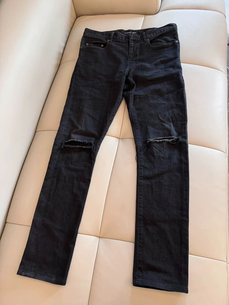 Saint Laurent Paris Saint Laurent Black Ripped Denim Pants Size 30 Size US 30 / EU 46 - 1 Thumbnail