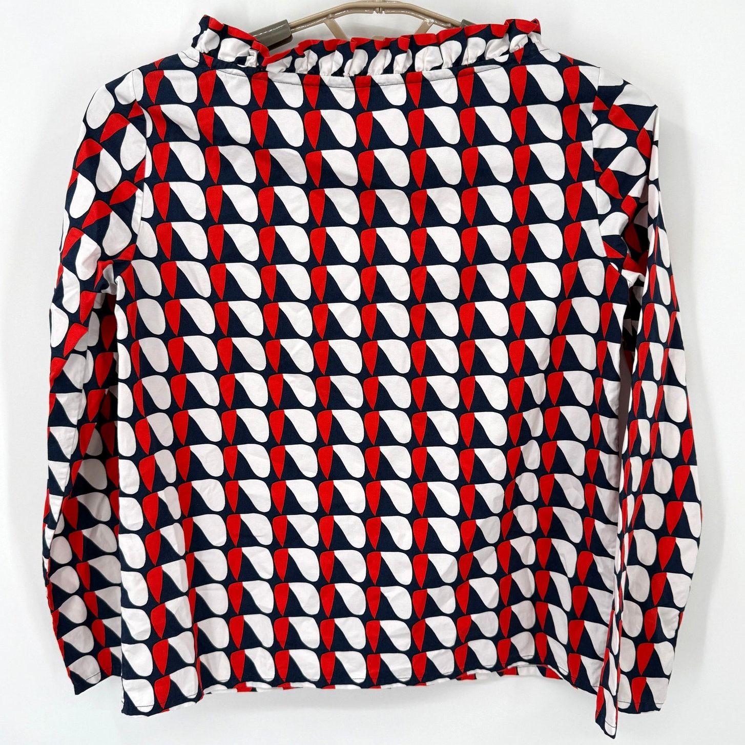 Cos Cos Ruffle Neck Geometric Long Sleeve Top Red Blue 6 NEW Size M / US 6-8 / IT 42-44 - 6 Thumbnail