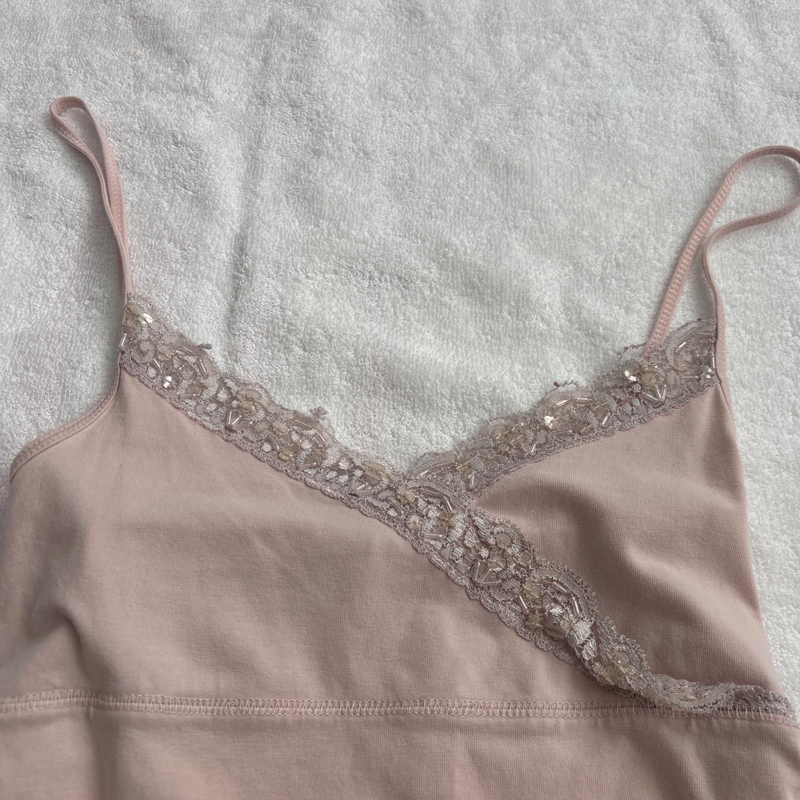 Gap y2k pink coquette beaded lace cami Size S / US 4 / IT 40 - 2 Thumbnail