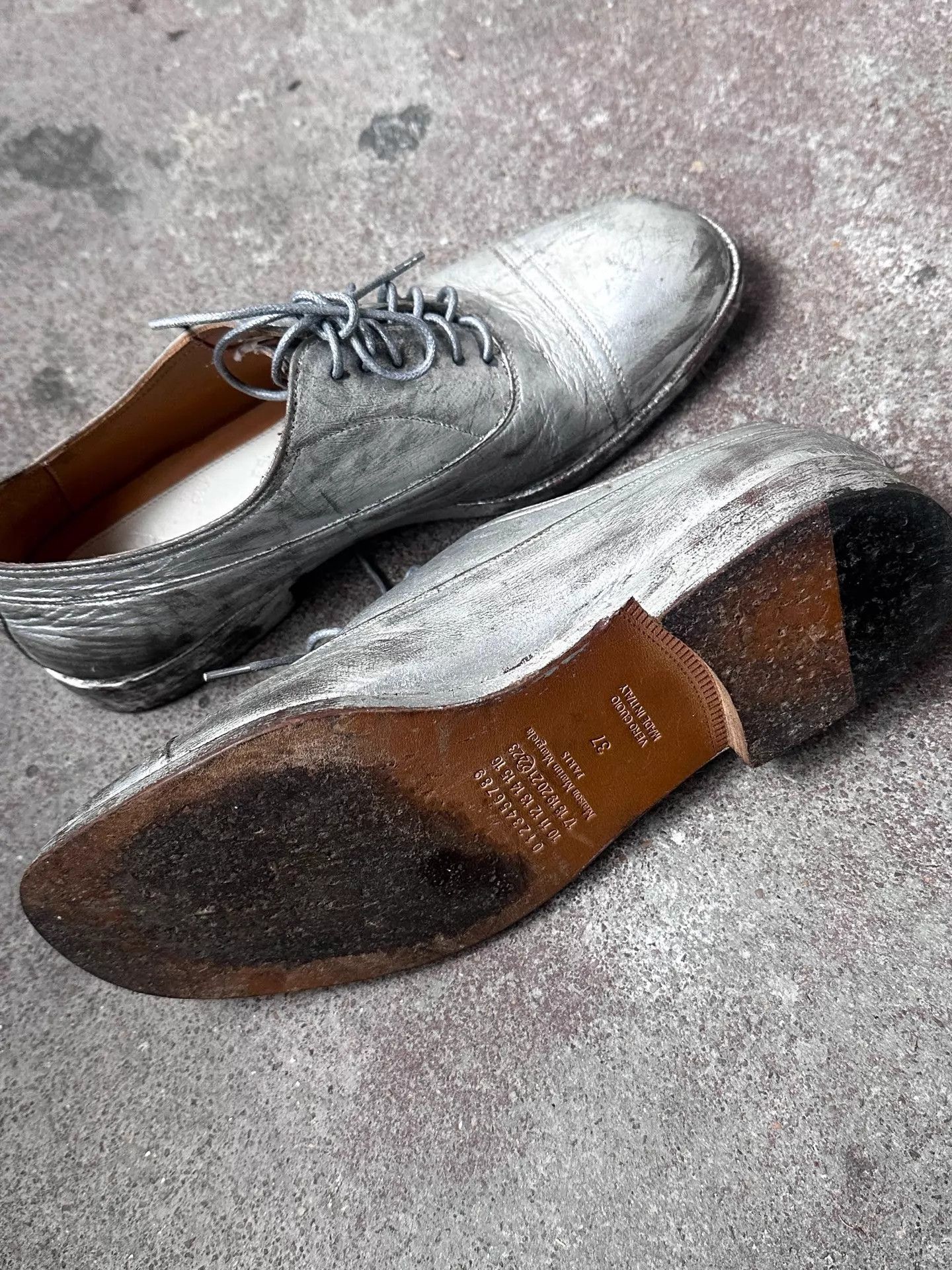 Other Maison Martin Margiela Martin Painted Silver Derbies Size US 6.5 / IT 36.5 - 3 Thumbnail