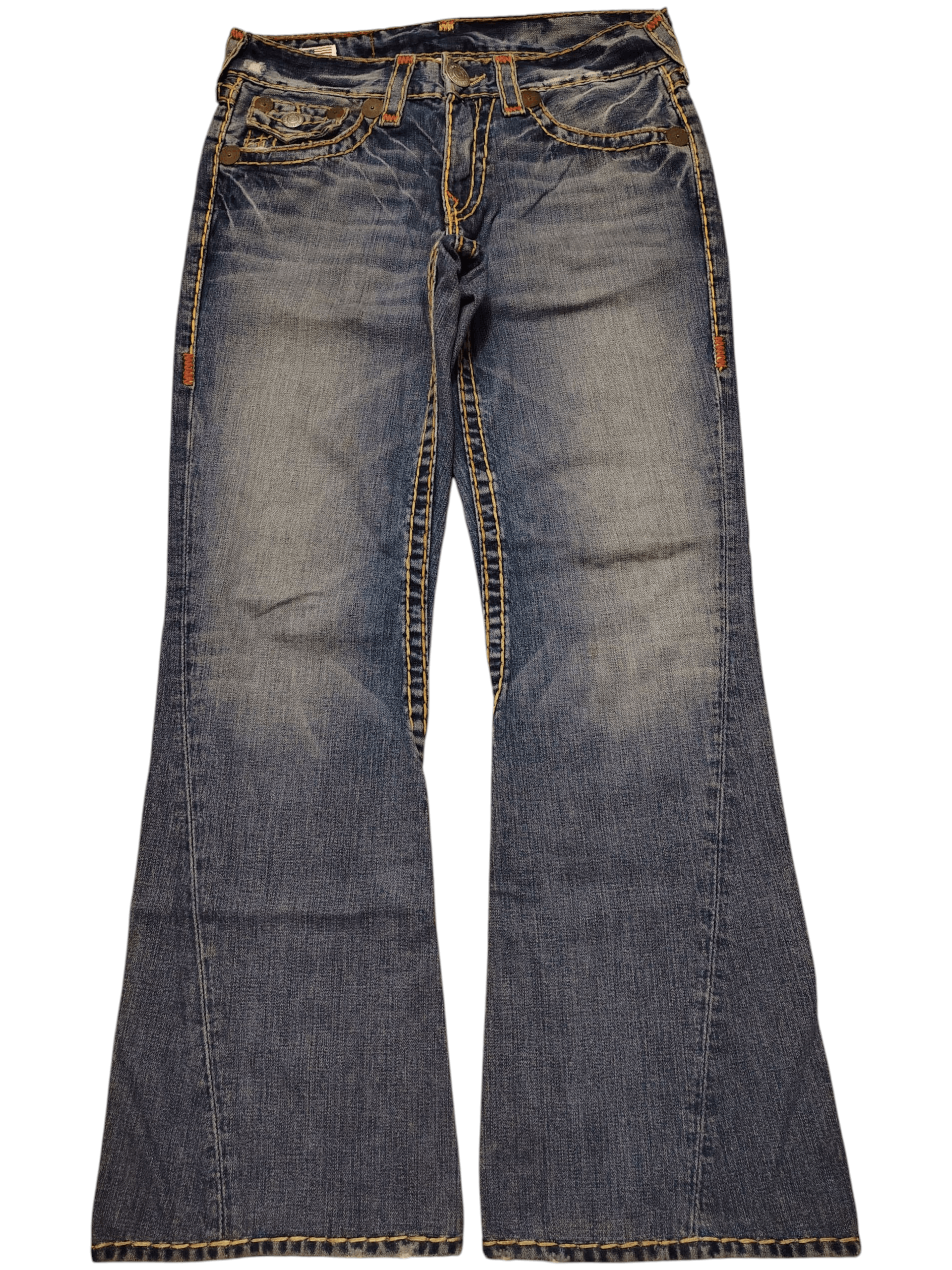 True Religion True Religion Jeans Orange Stitch Joey Super T Denim Flared Size US 31 - 2 Thumbnail