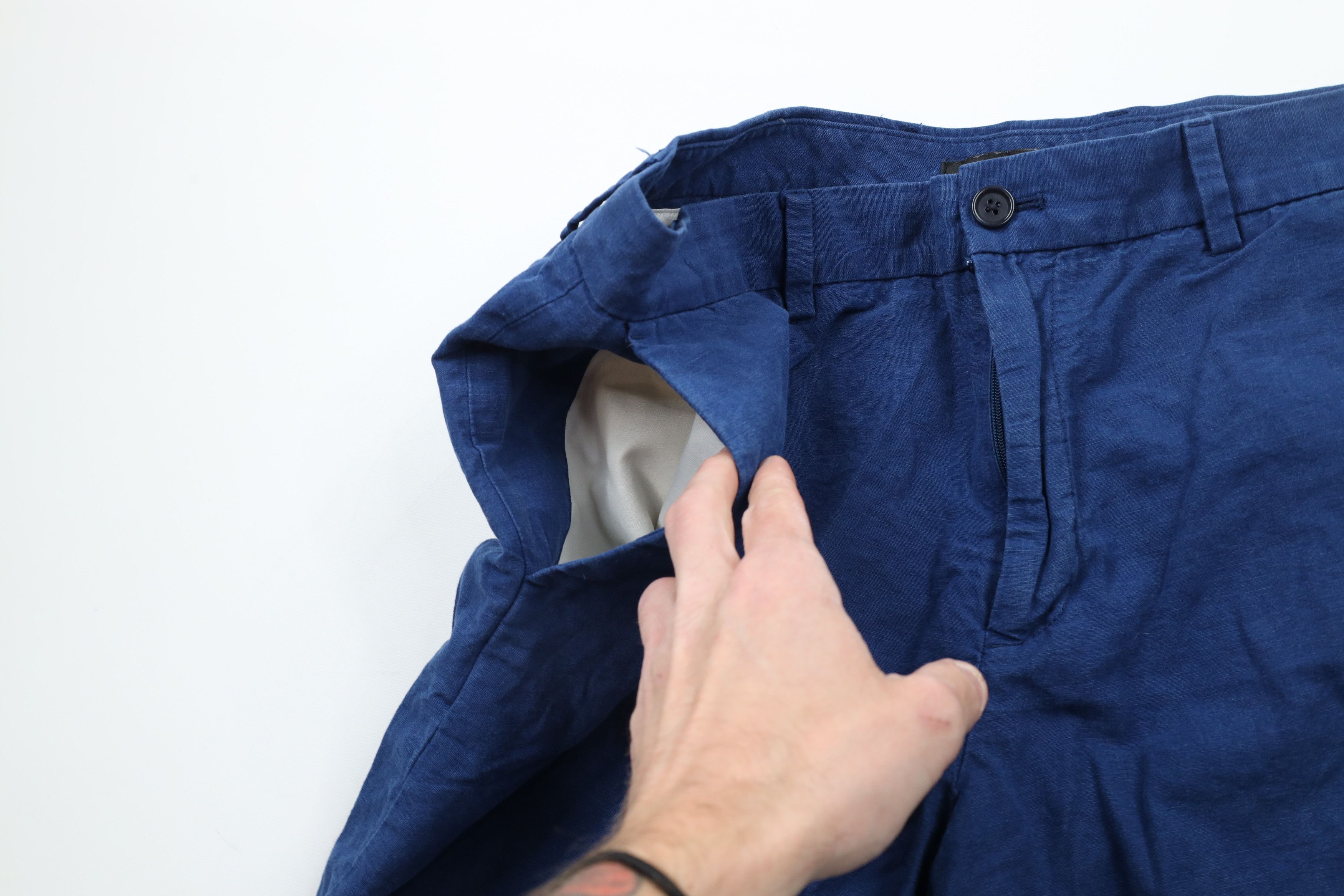 Banana Republic × Vintage Banana Republic Linen Blend Above Knee Chino Shorts Blue Size US 36 / EU 52 - 5 Thumbnail