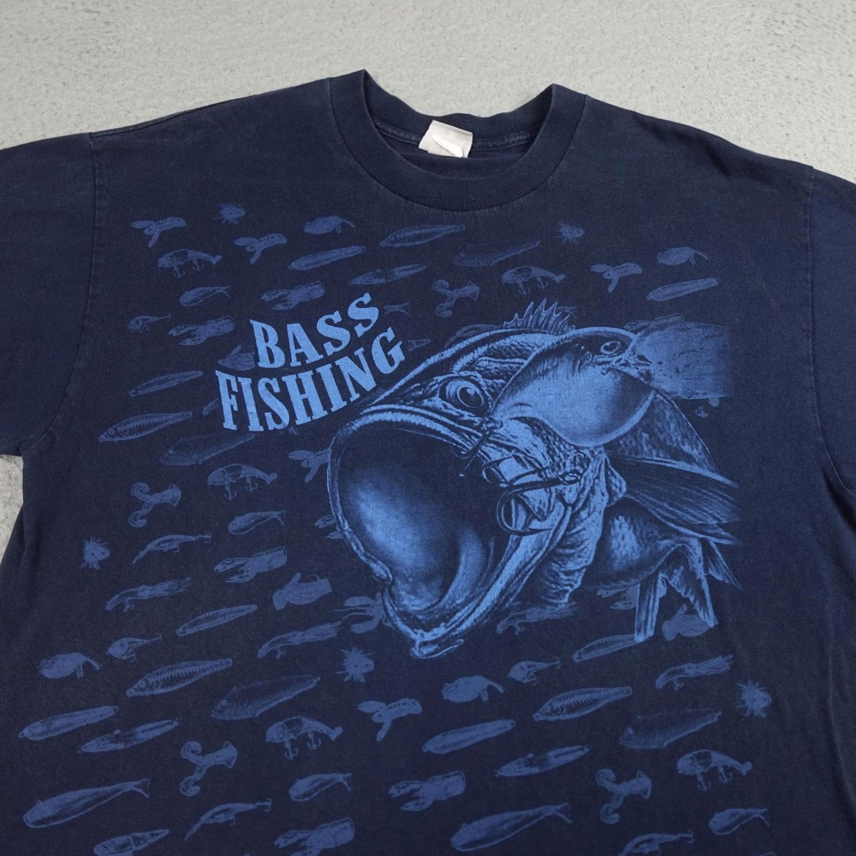 Vintage VINTAGE National Heritage Bass Fishing Shirt Mens XL Blue Graphic Tee 2000s Size US XL / EU 56 / 4 - 4 Thumbnail