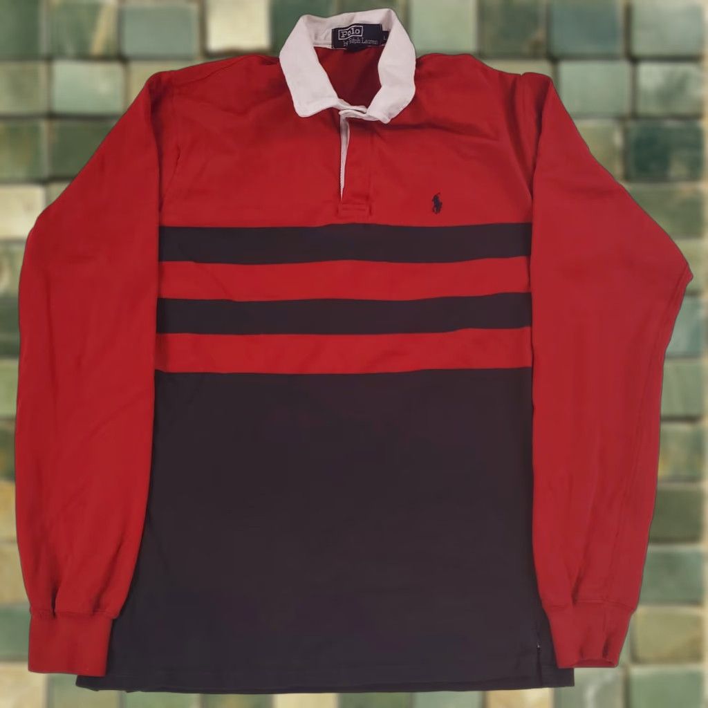Polo Ralph Lauren VINTAGE Polo Ralph Lauren Rugby Shirt Red Black Long Sleeve Made USA Mens L Shirt Size US L / EU 52-54 / 3 - 1 Thumbnail