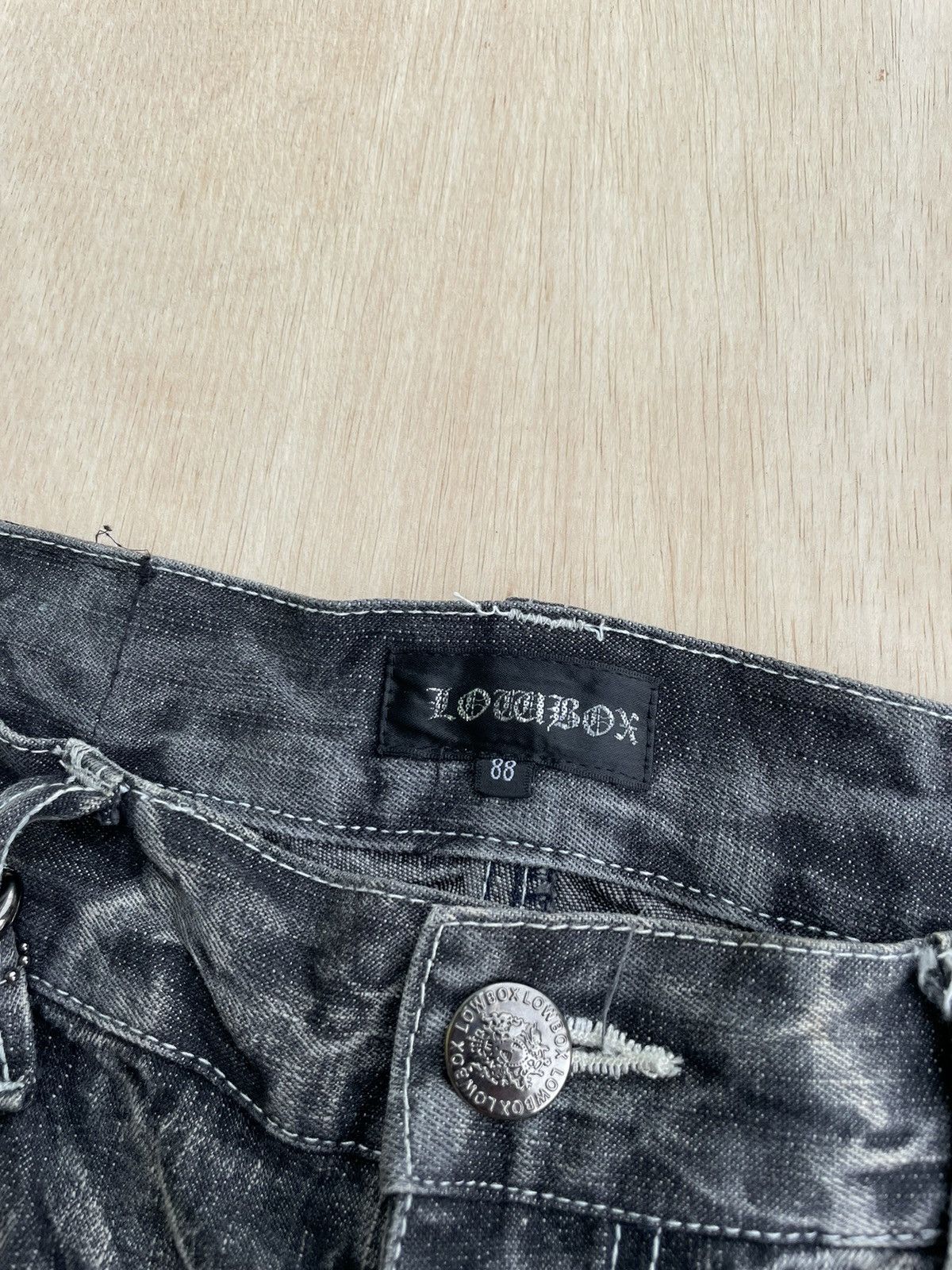 【LOWBOX】 Damage Design Denim Vintage Lowbox Distressed Denim Jeans Punk Style