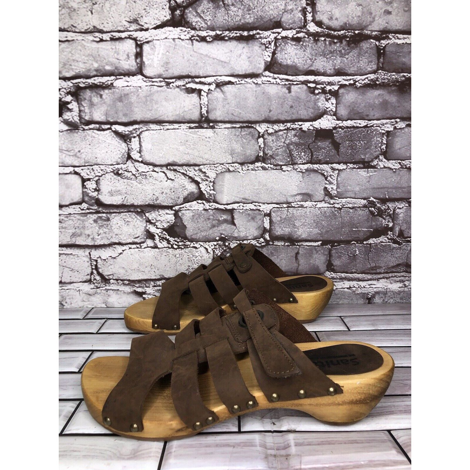Other Sanita Brown Suede Leather Slide Clogs Wooden Heel Sandals W Size US 9.5 / IT 39.5 - 20 Thumbnail