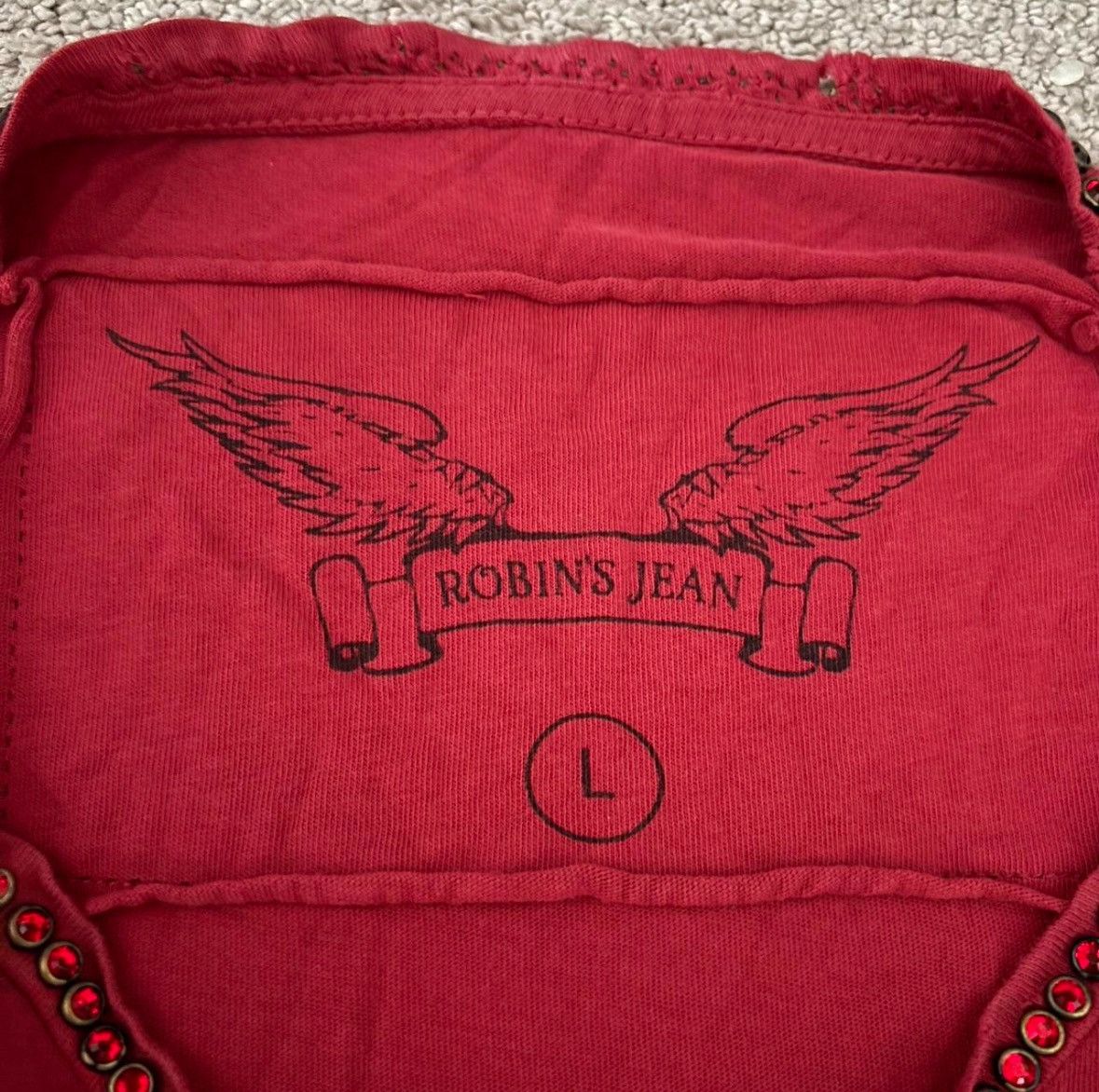 Robins Jeans Robins Jean LA CA Red T shirt Studded Size US L / EU 52-54 / 3 - 5 Thumbnail