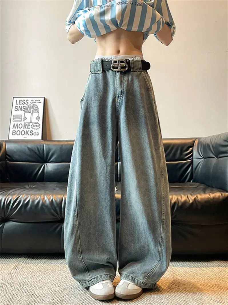 Japanese Brand Retro loose casual straight leg wide leg jeans Size US 32 / EU 48 - 5 Thumbnail