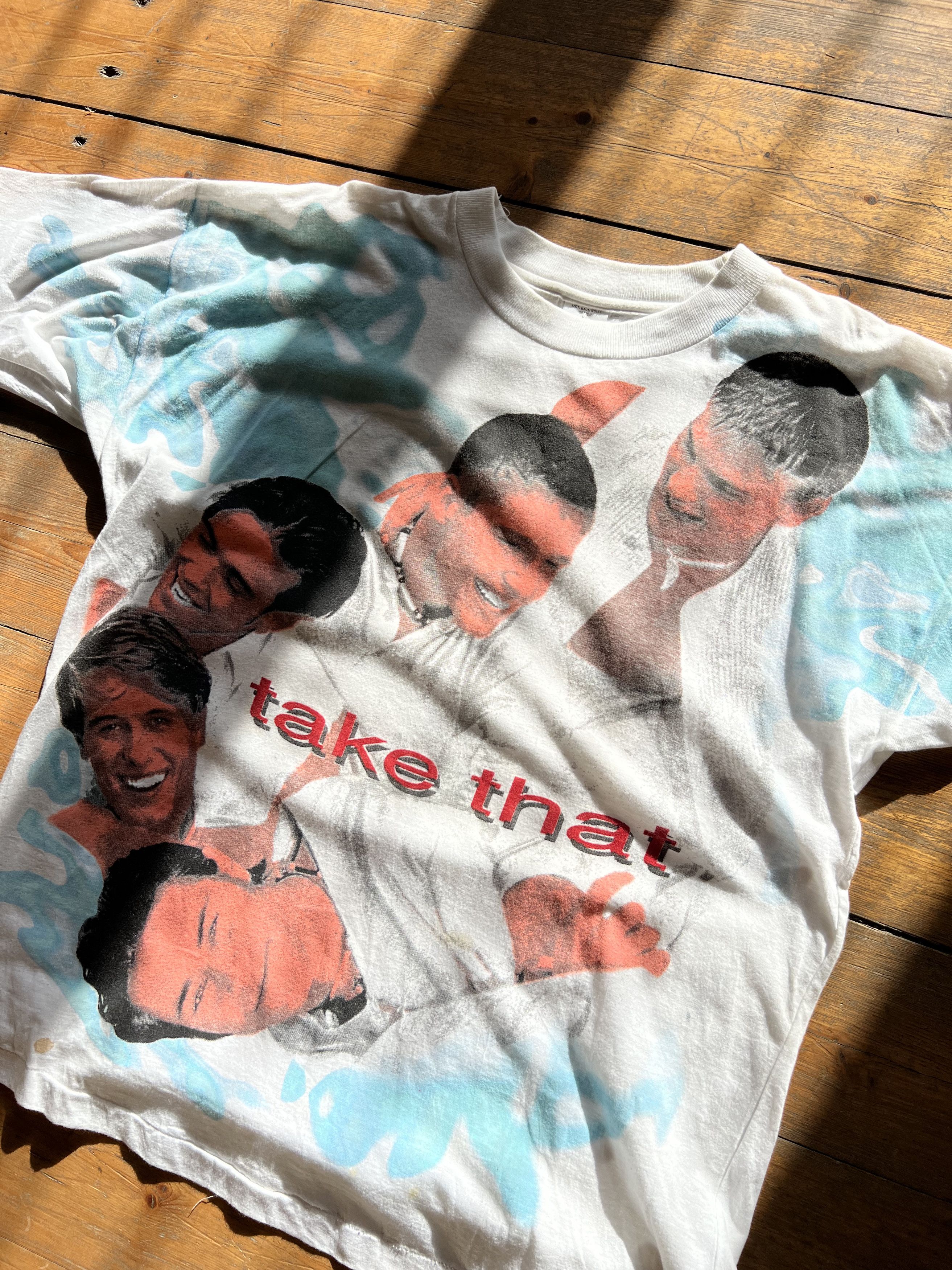 Band Tees Take That Grail Rare Full Print Vintage 1980s Tee Robbie Size US XL / EU 56 / 4 - 3 Thumbnail