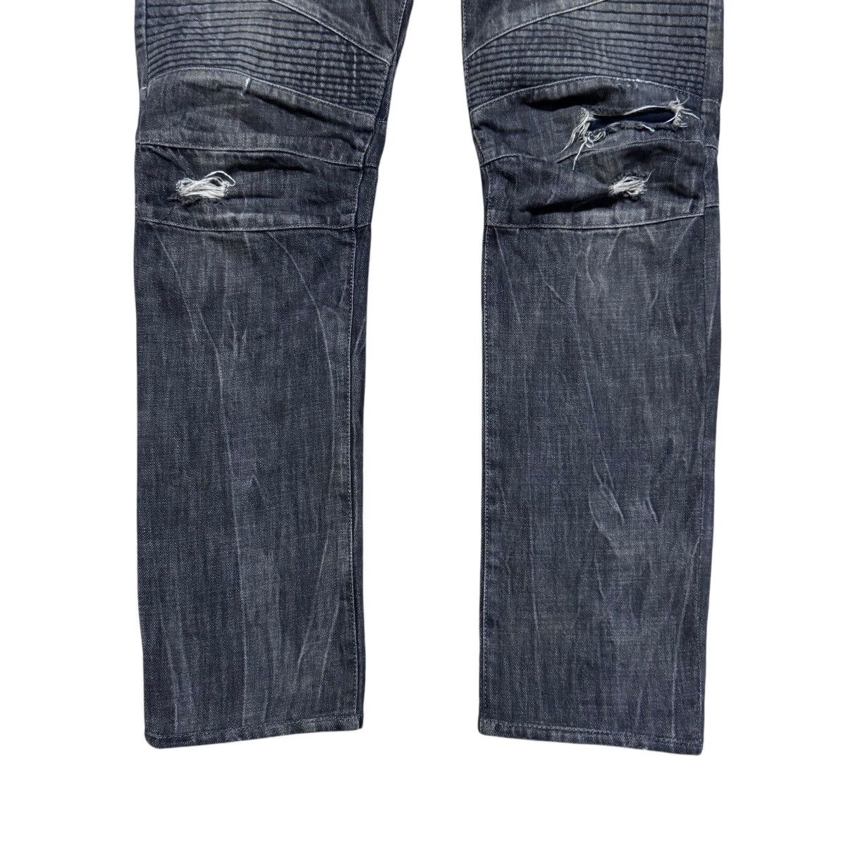 Balmain Decarnin era Classic Balmain Black Biker Jeans Distressed Size US 31 - 8 Thumbnail