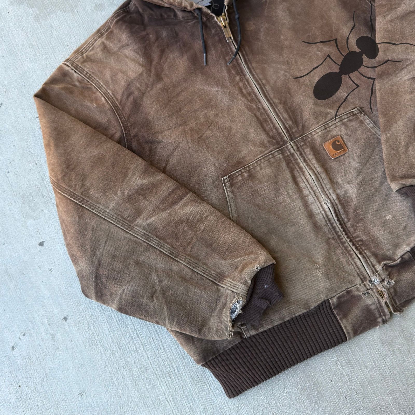 Carhartt × Vintage Carhartt J130 DKB brown hooded work wear jacket Size US L / EU 52-54 / 3 - 2 Thumbnail